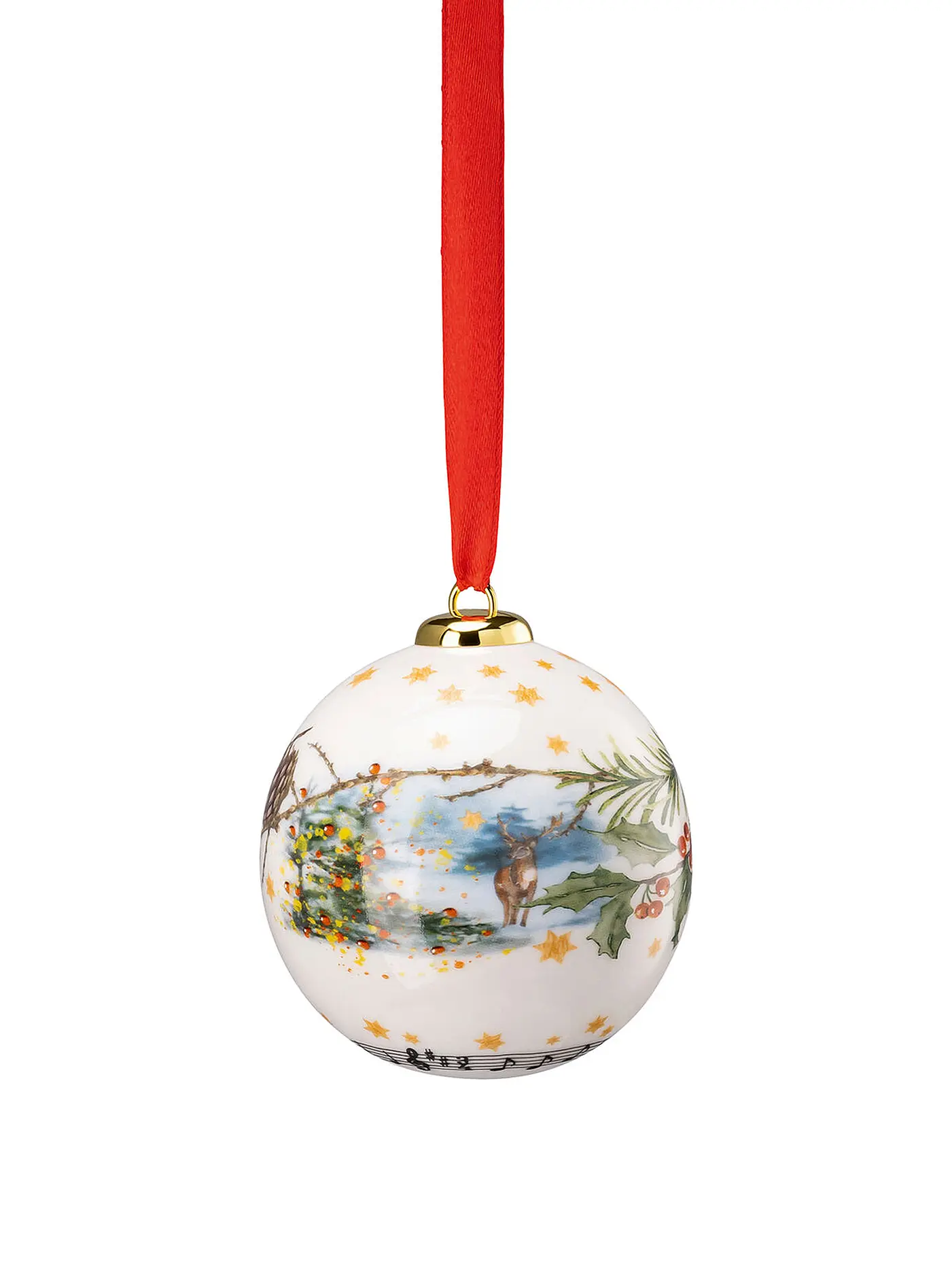 HUTSCHENREUTHER | Weihnachts Porzellan Kugel klein 2022 Am Weihnachtsbaum | bunt