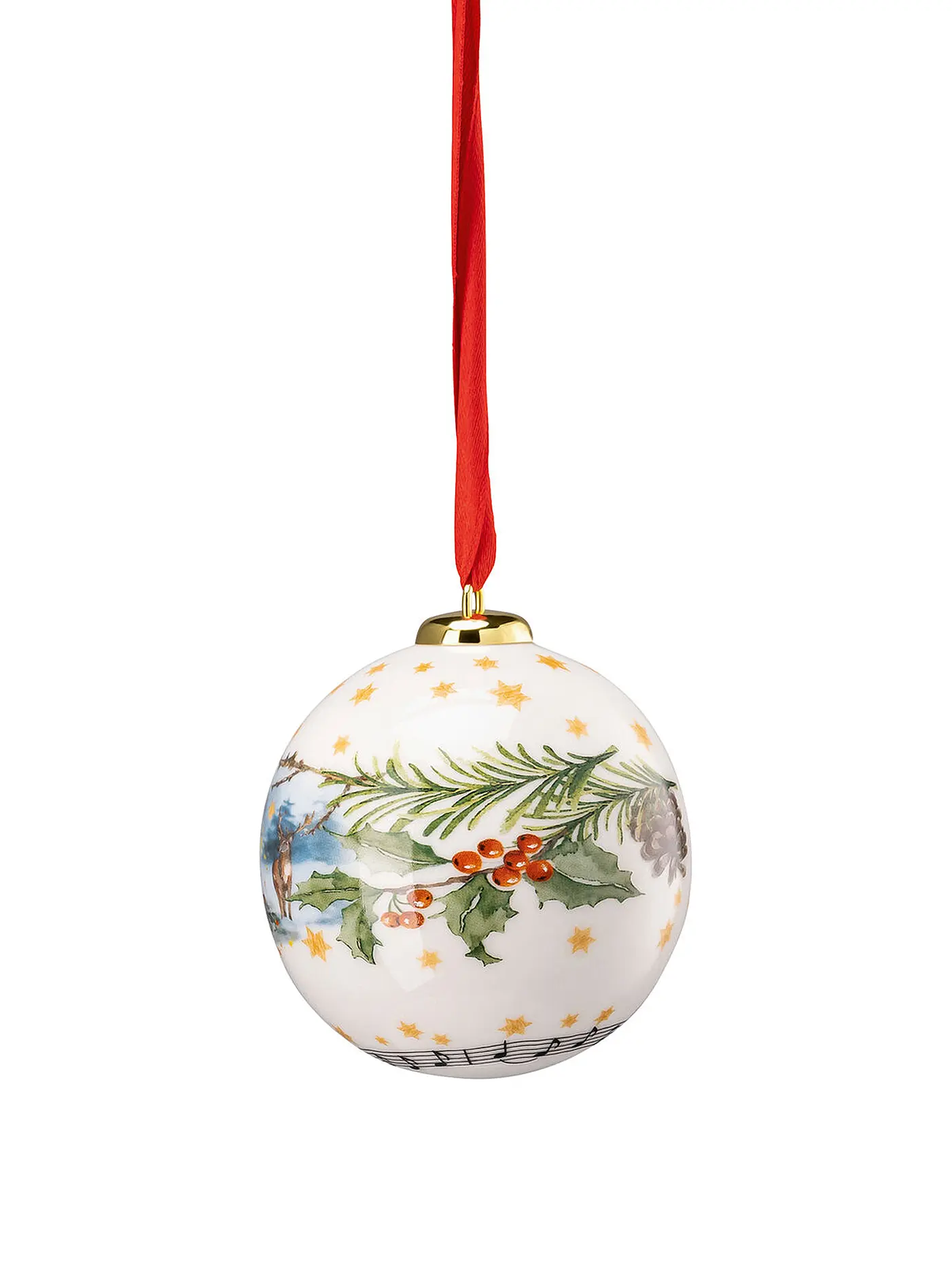 HUTSCHENREUTHER | Weihnachts Porzellan Kugel klein 2022 Am Weihnachtsbaum | bunt