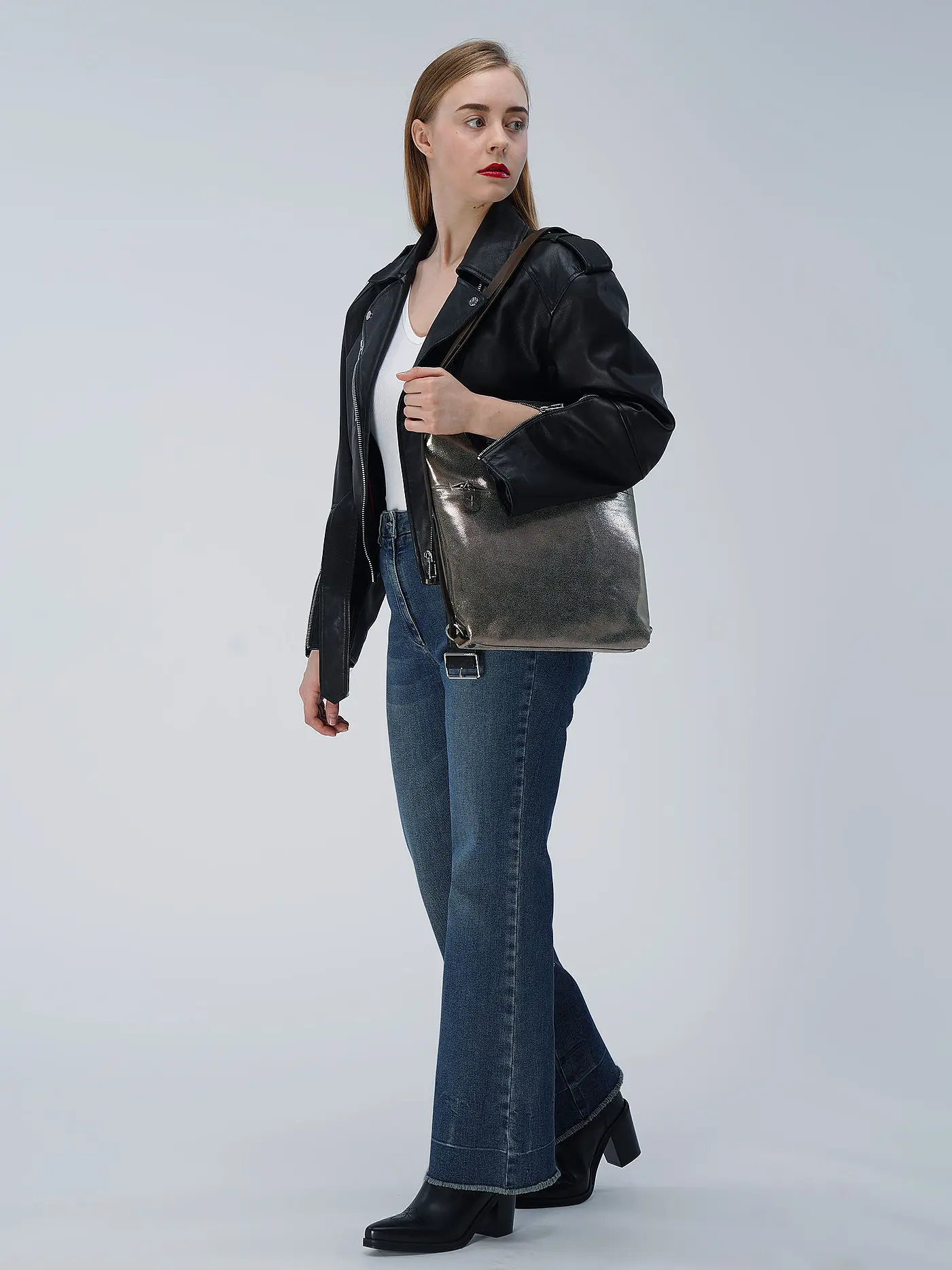 INA KENT | Ledertasche - Umhängetasche SHER ED. 1 | grau