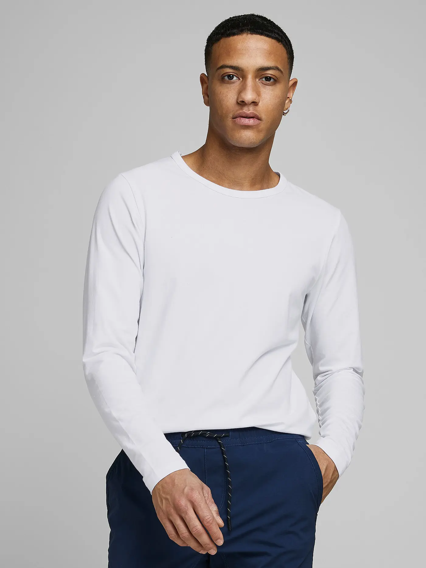 JACK & JONES | Basic Langarmshirt | weiss