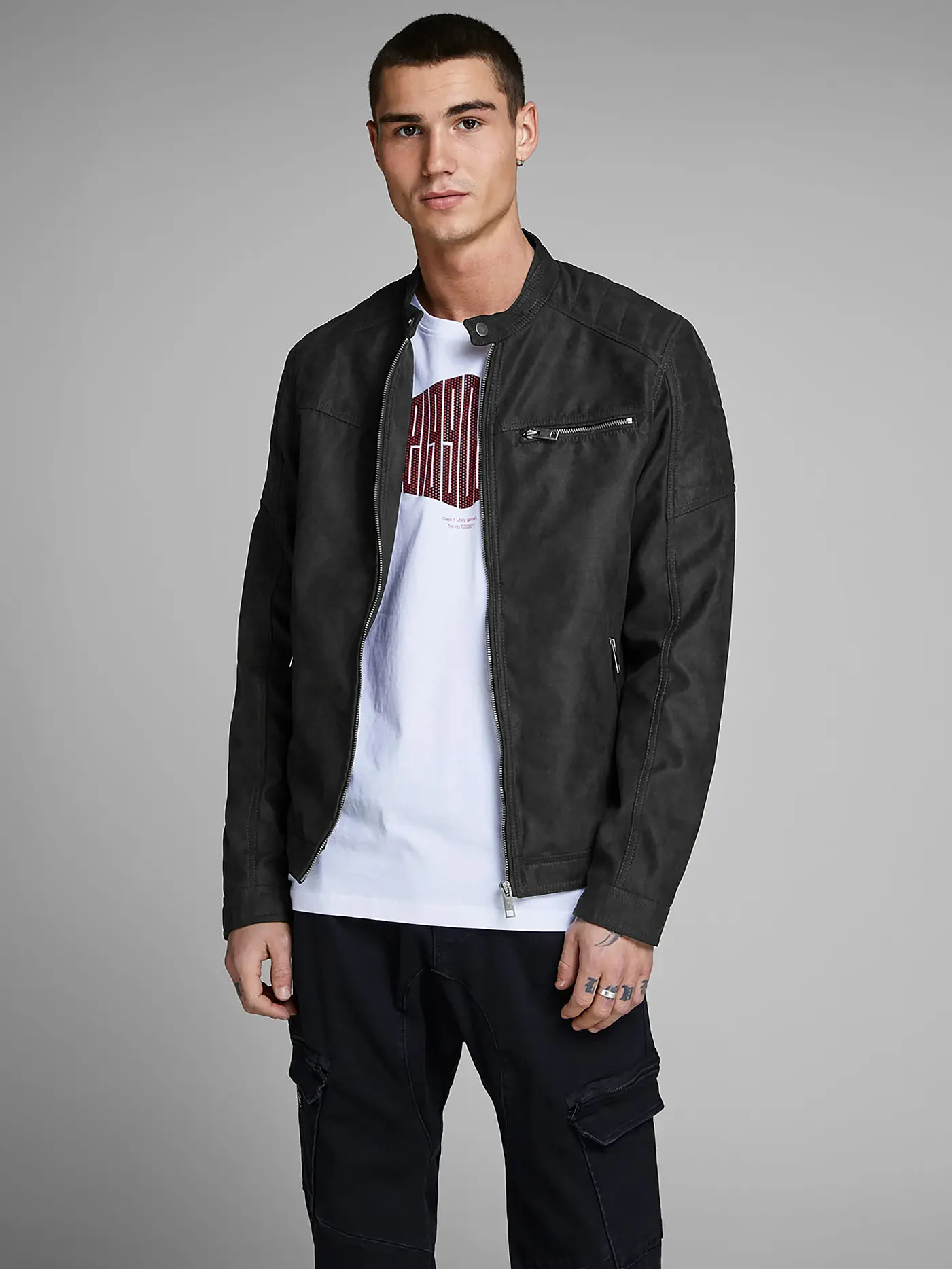 JACK & JONES | Jacke in Lederoptik JCOROCKY | schwarz