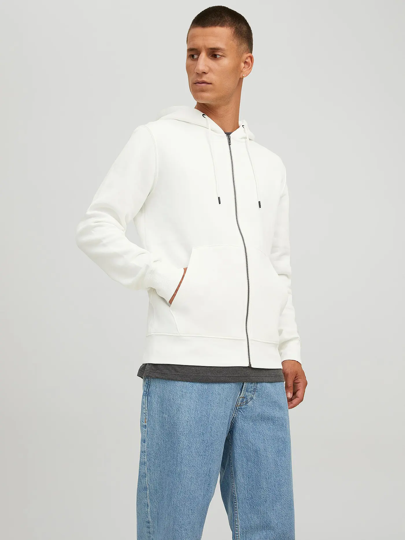 JACK & JONES | Kapuzensweatjacke JJESTAR  | weiss