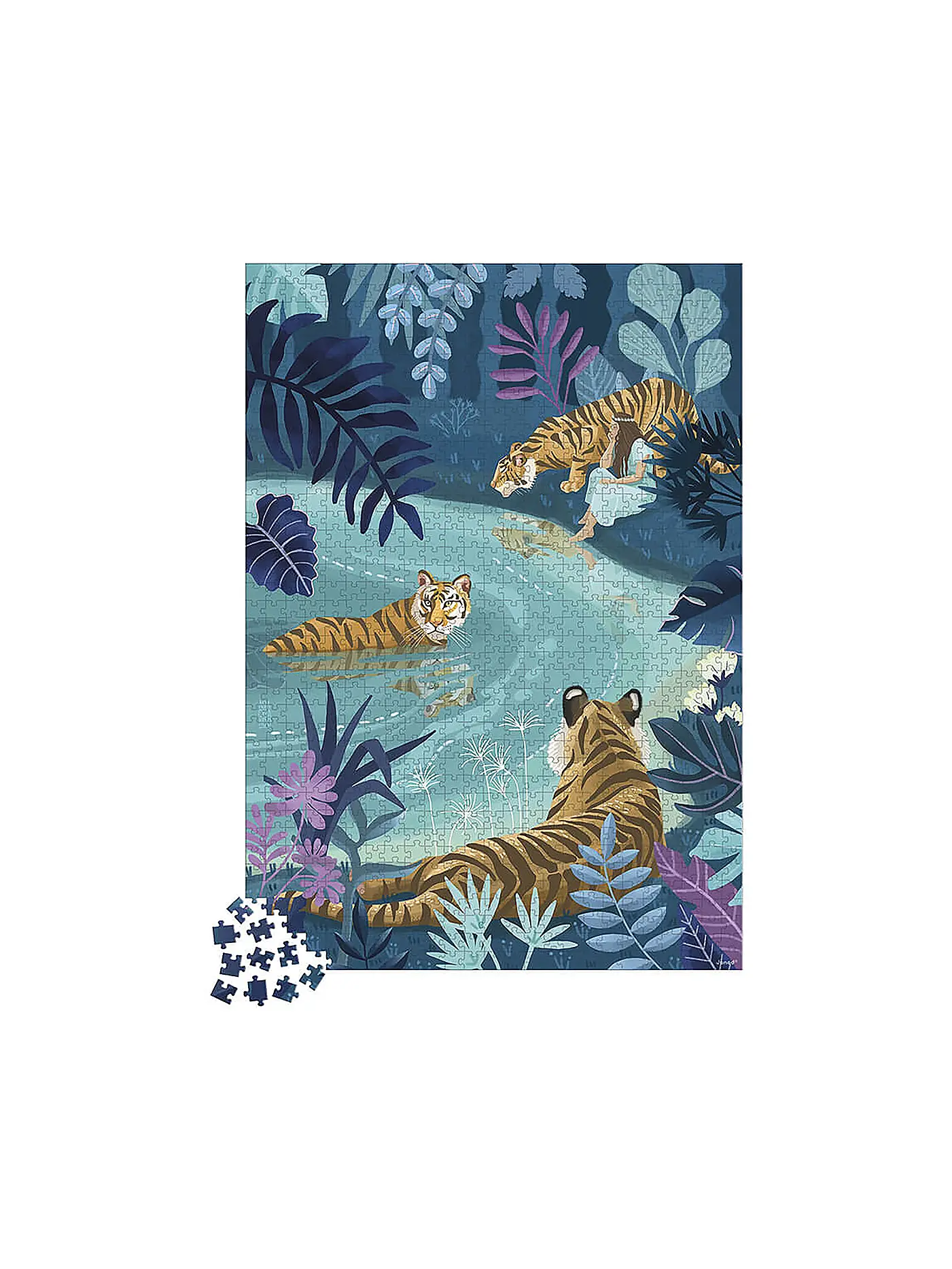 JANOD | Puzzle - Tiger im Mondschein 1000 Teile | keine Farbe