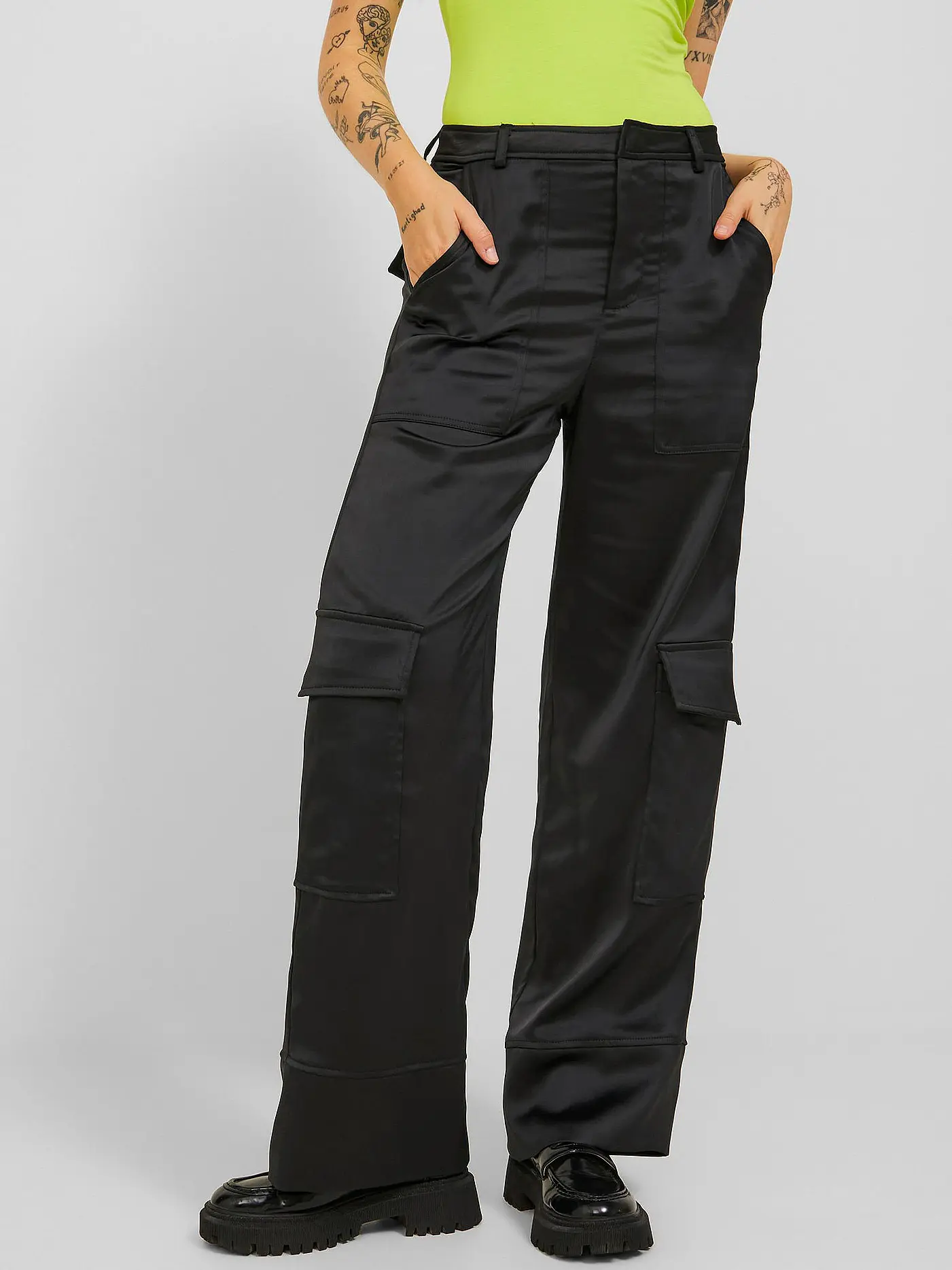JJXX | Highwaist Cargohose JXELINE  | schwarz