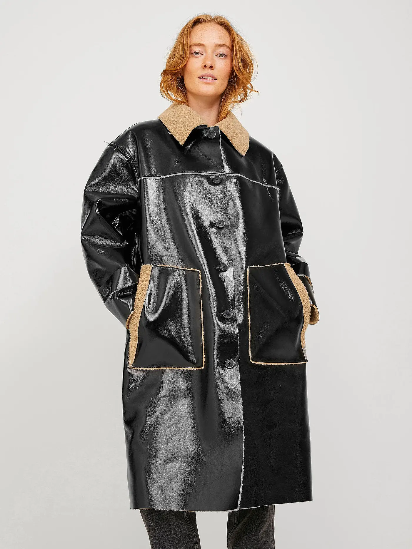 JJXX | Mantel in Felloptik JXLILO  | schwarz