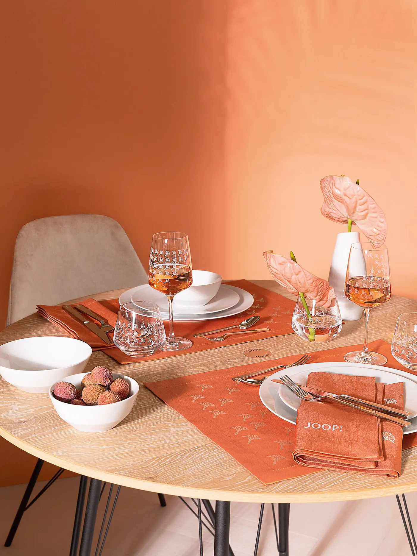 JOOP | Platzset 2er Set FADED CORNFLOWER Apricot | koralle