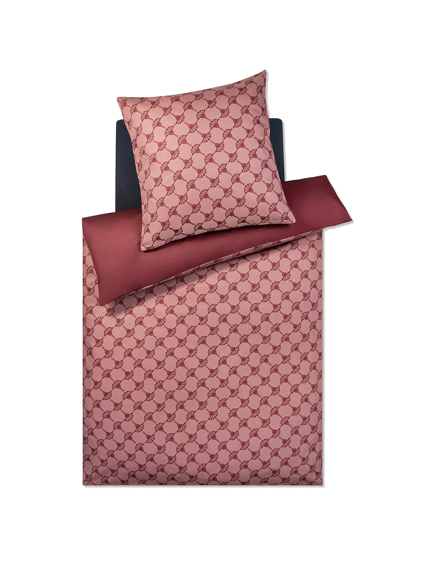 JOOP | Satin Bettwäsche Cornflower Double 70x90cm / 140x200cm Rose | dunkelrot