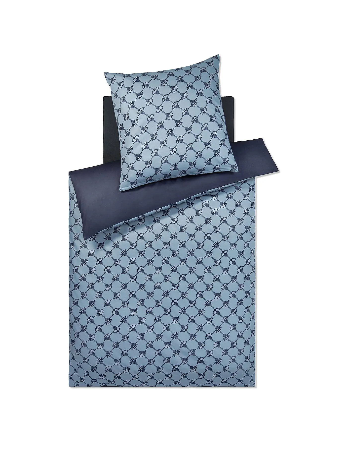 JOOP | Satin Bettwäsche CORNFLOWER DOUBLE 70x90cm/140x220cm Deep Ocean | dunkelblau