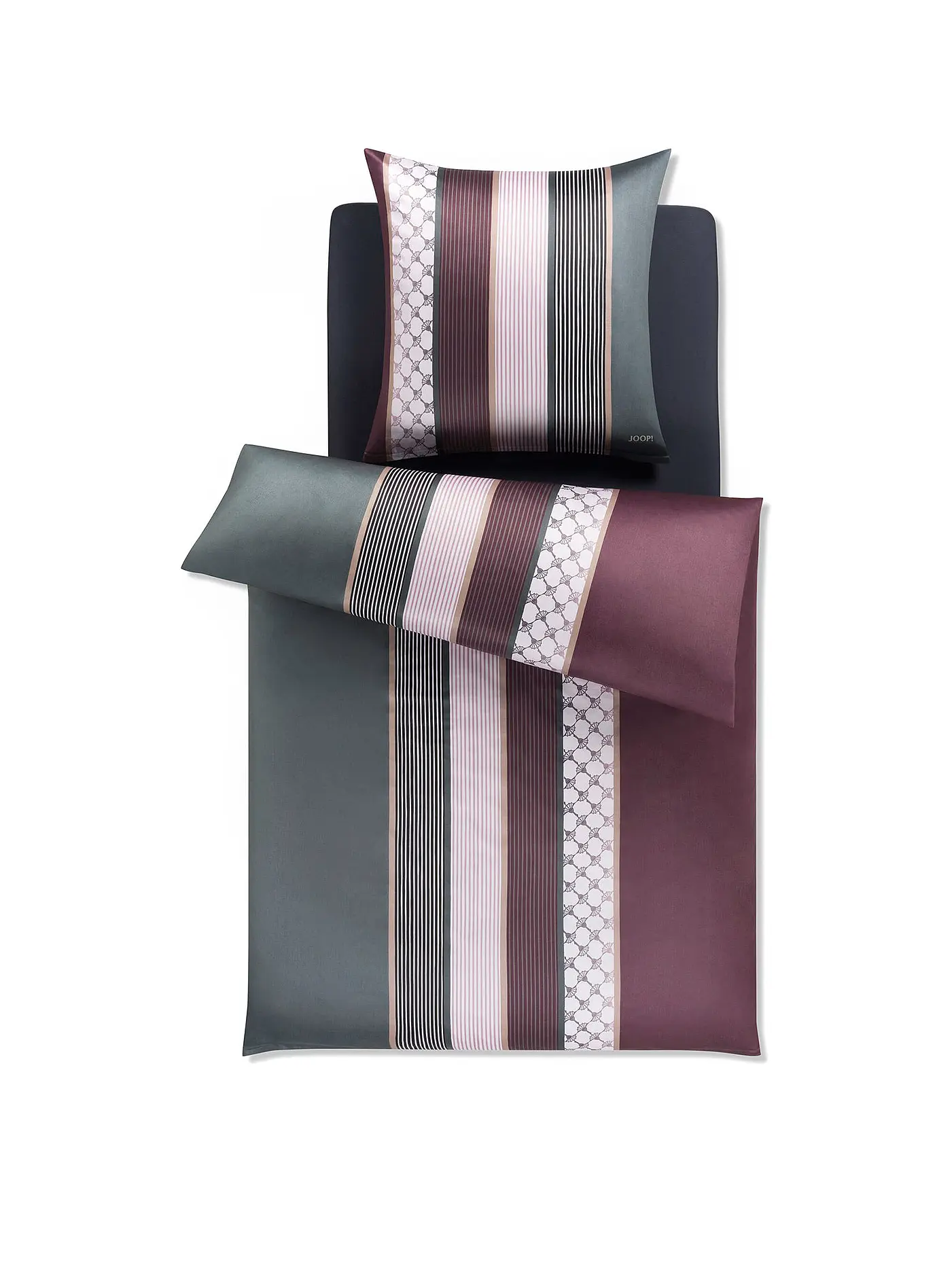 JOOP | Satin-Bettwäsche "Cornflower Stripes" 70x90cm/140x220cm | beere