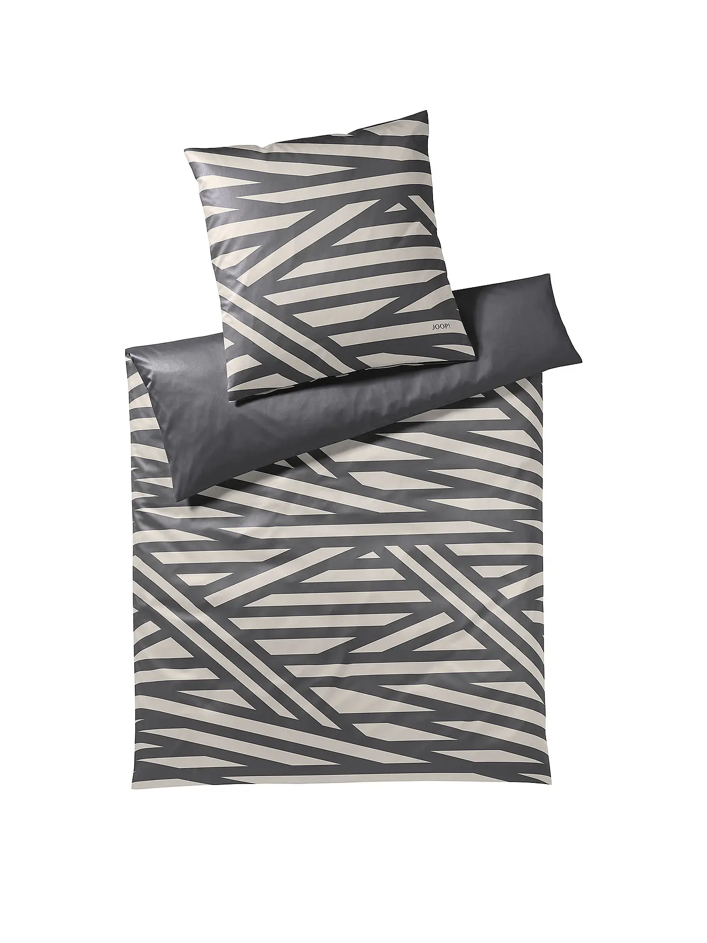 JOOP | Satin Bettwäsche Cross  70x90cm / 140x200cm Grau | grau