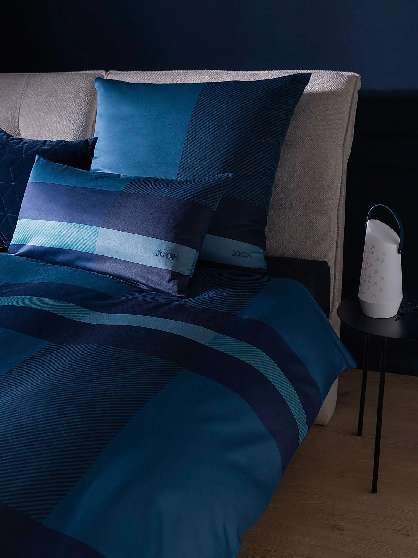 JOOP | Satin Bettwäsche MODERN 70x90cm/140x200cm Ocean | dunkelblau