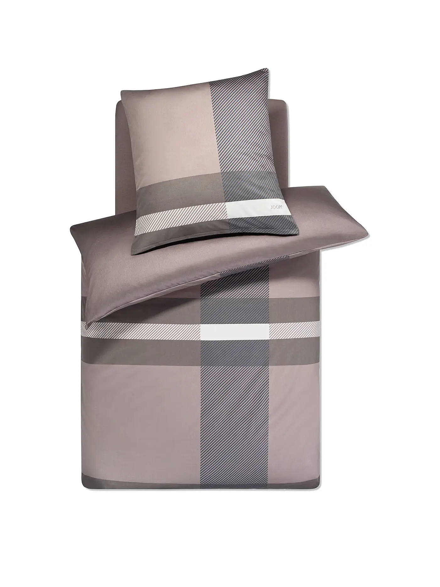 JOOP | Satin Bettwäsche MODERN 70x90cm/140x200cm Stone | grau