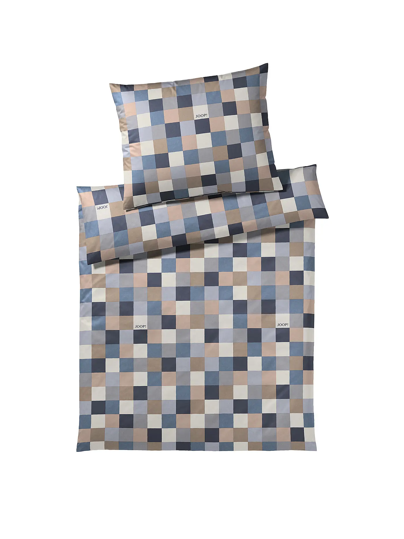 JOOP | Satin Bettwäsche Mosaik 70x90cm / 140x220cm  | blau