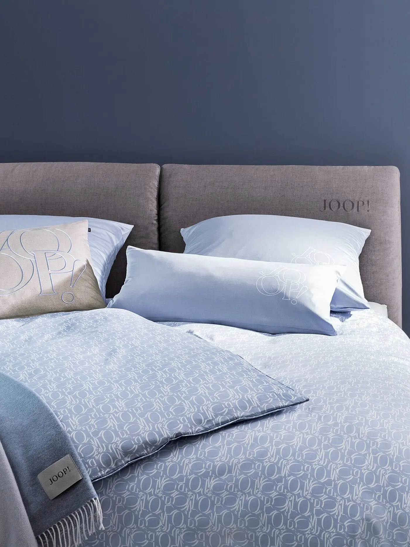 JOOP | Satin Bettwäsche Statement 70x90cm/140x200cm Cloud | blau