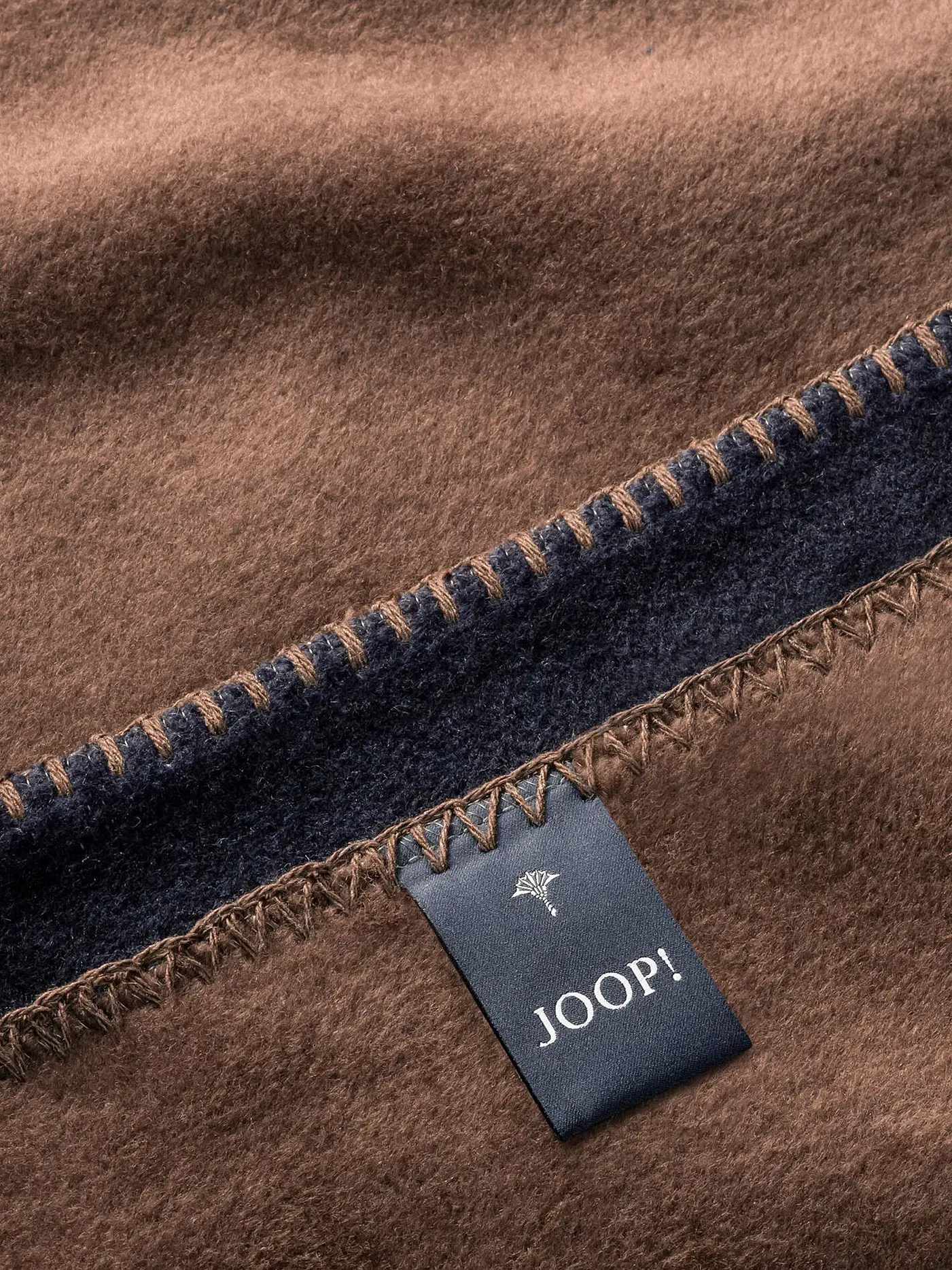 JOOP | Wohndecke - Plaid 150x200cm Uni Doubleface Marine/Karamell | dunkelblau