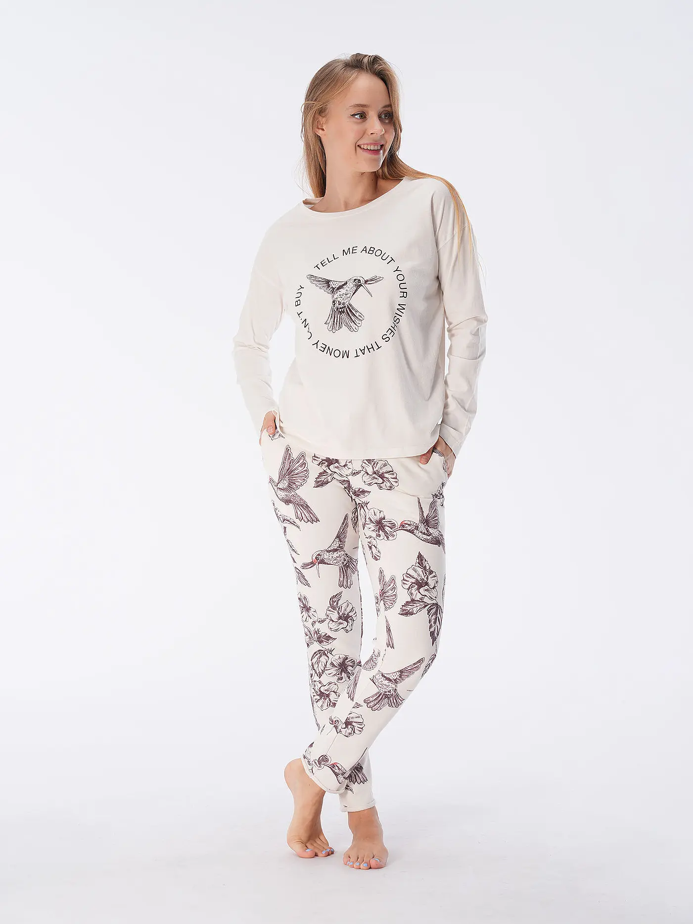 JUVIA | Loungewear Langarmshirt LUISA | creme