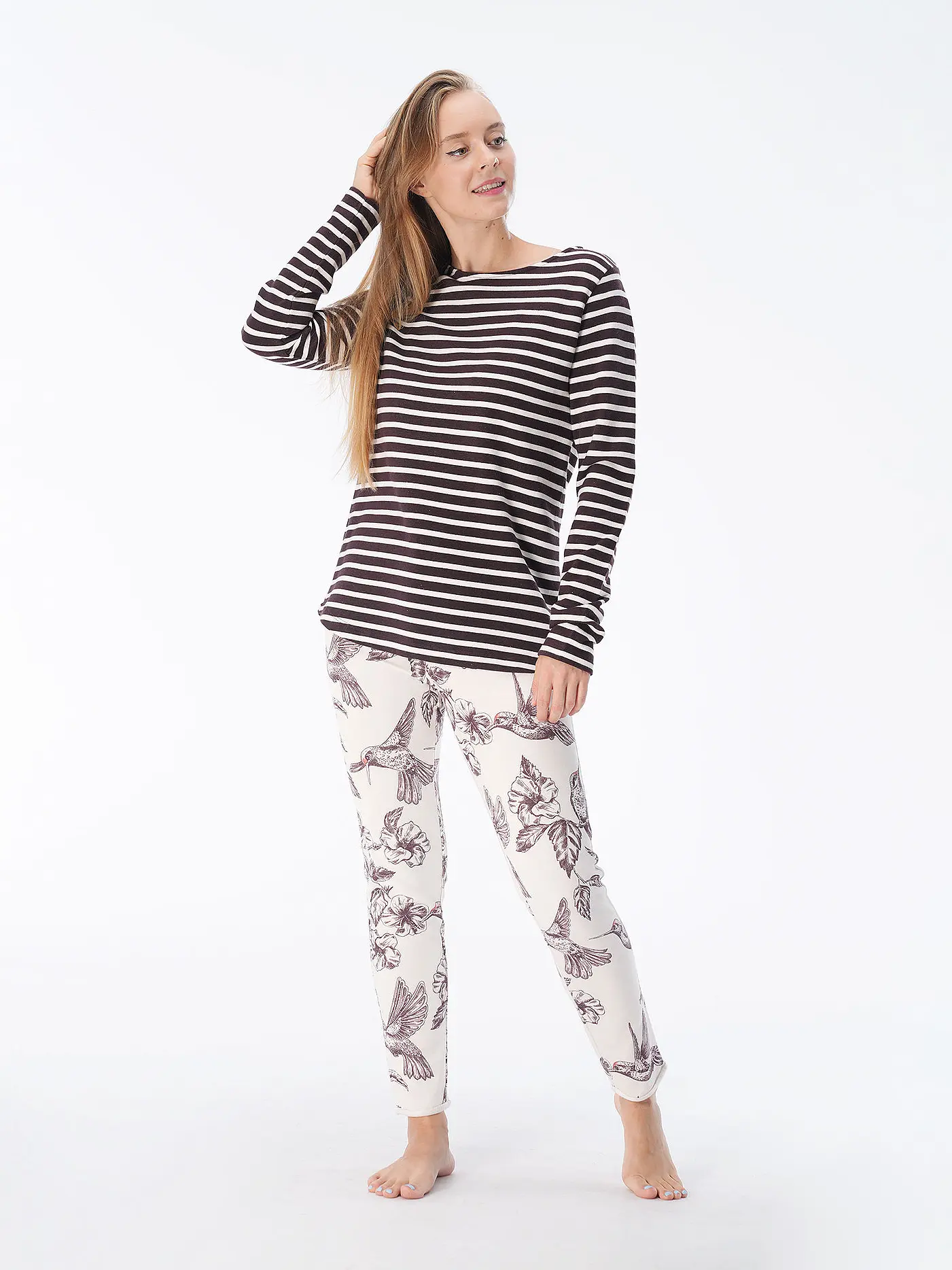 JUVIA | Loungewear Langarmshirt MARIE | dunkelrot