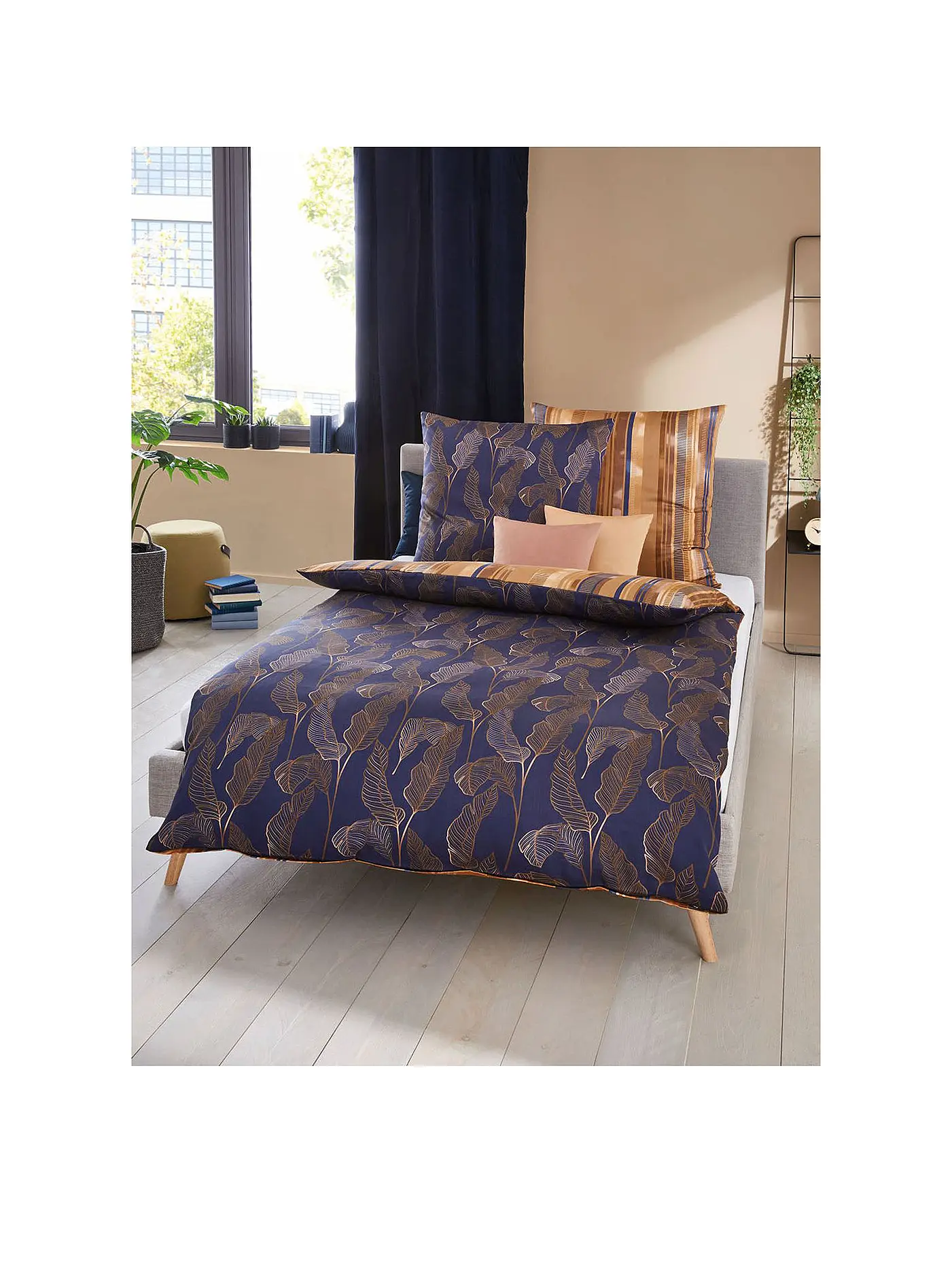KAEPPEL | Flanell Bettwäsche 70x90cm/140x200cm THRIVE Blau | dunkelblau