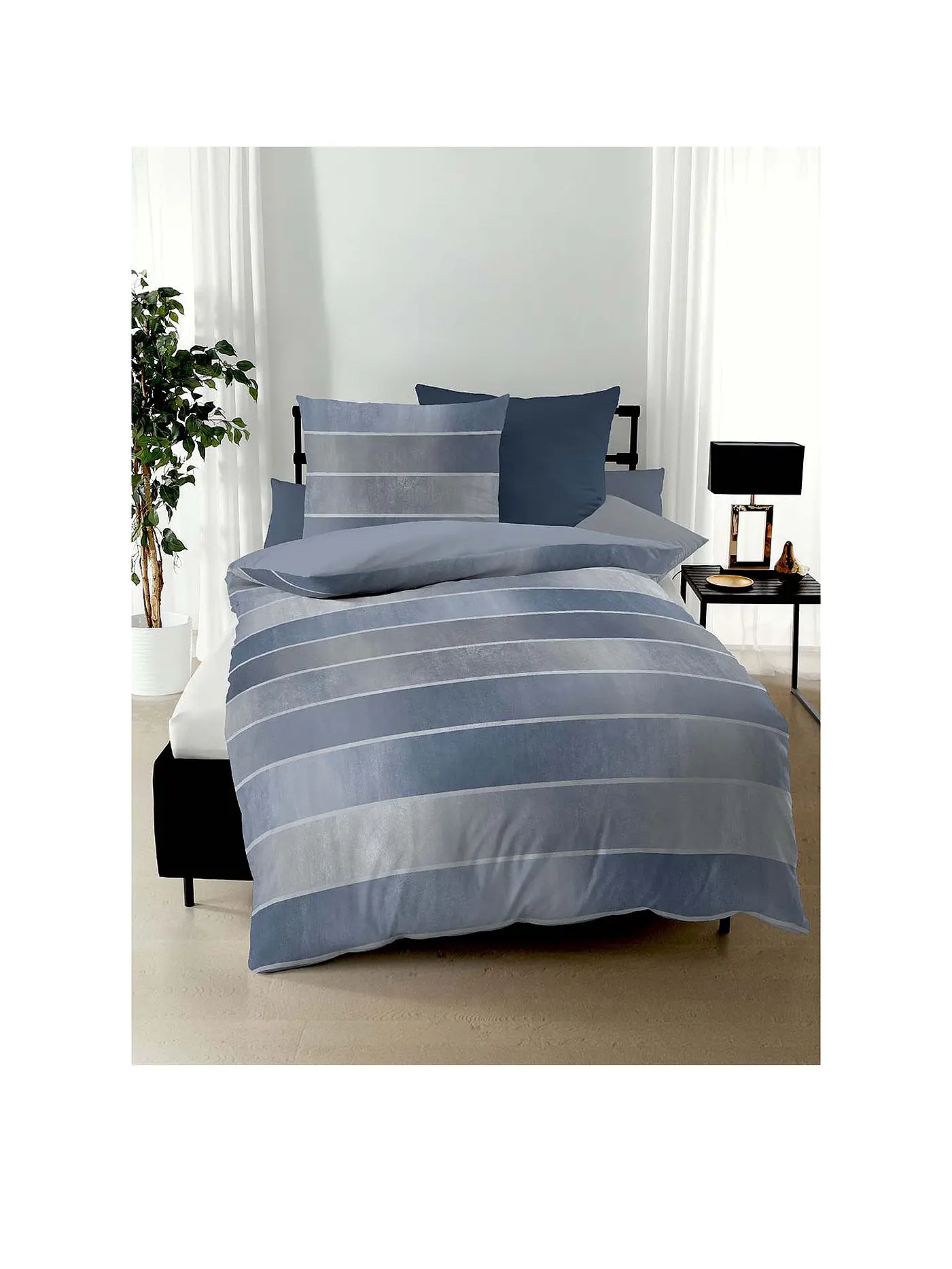 KAEPPEL | Flanell Bettwäsche 70x90cm/140x200cm TIMELESS Blau | dunkelblau