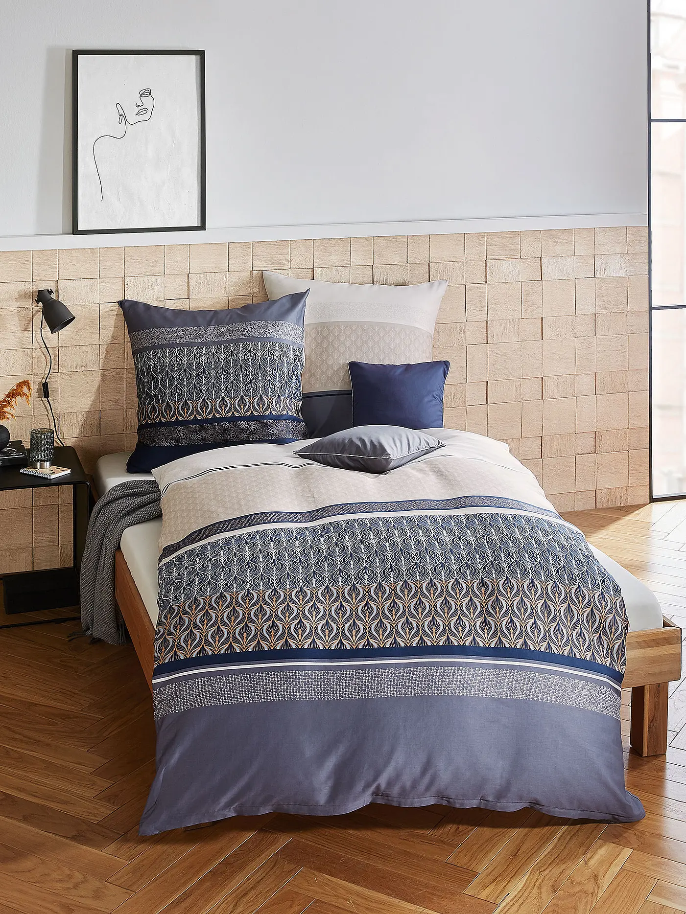 KAEPPEL | Flanell Bettwäsche 70x90cm/140x200cm VALENCIA Saphir | dunkelblau