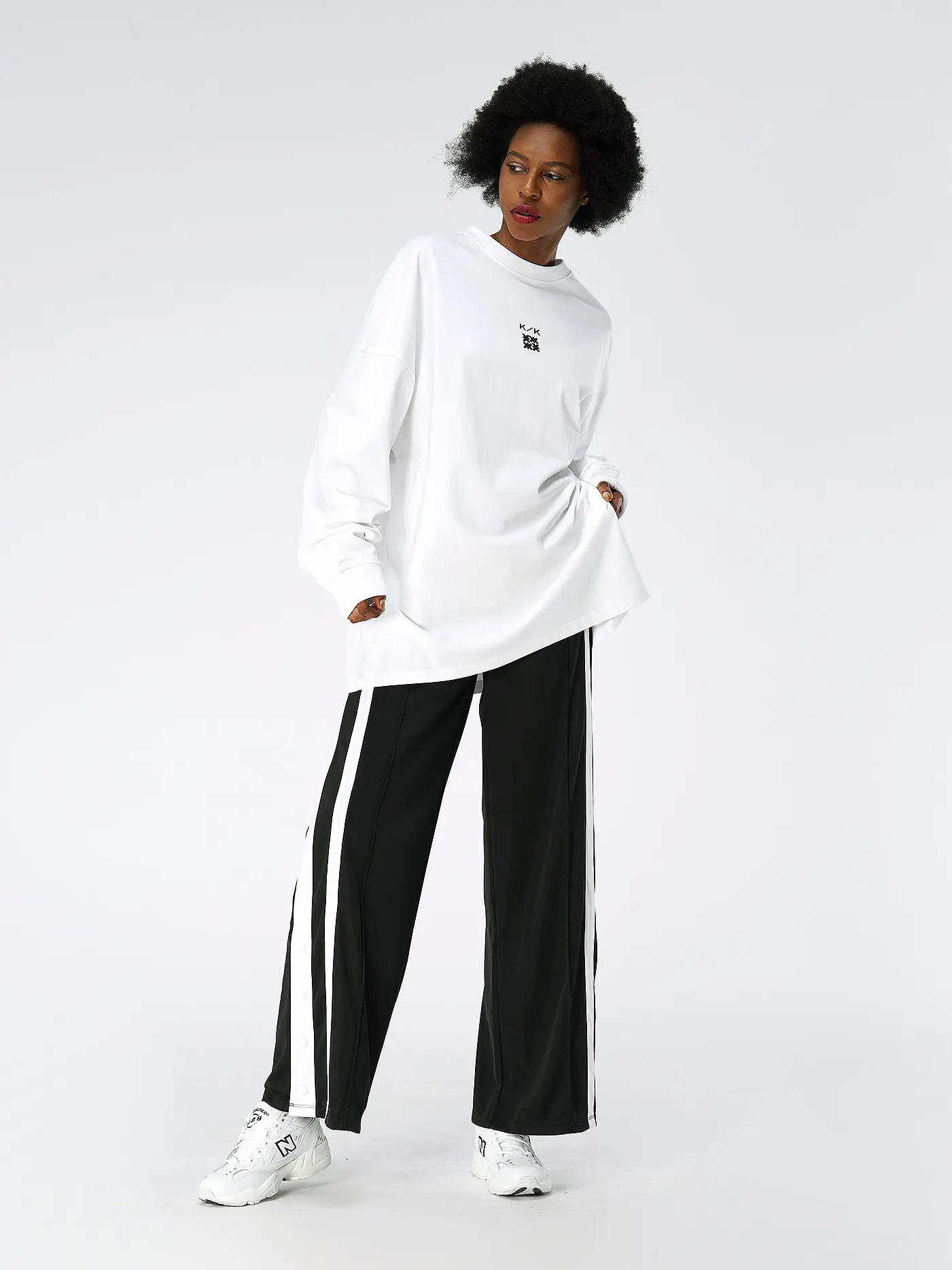 KARO KAUER | Langarmshirt Oversized Fit  | weiss