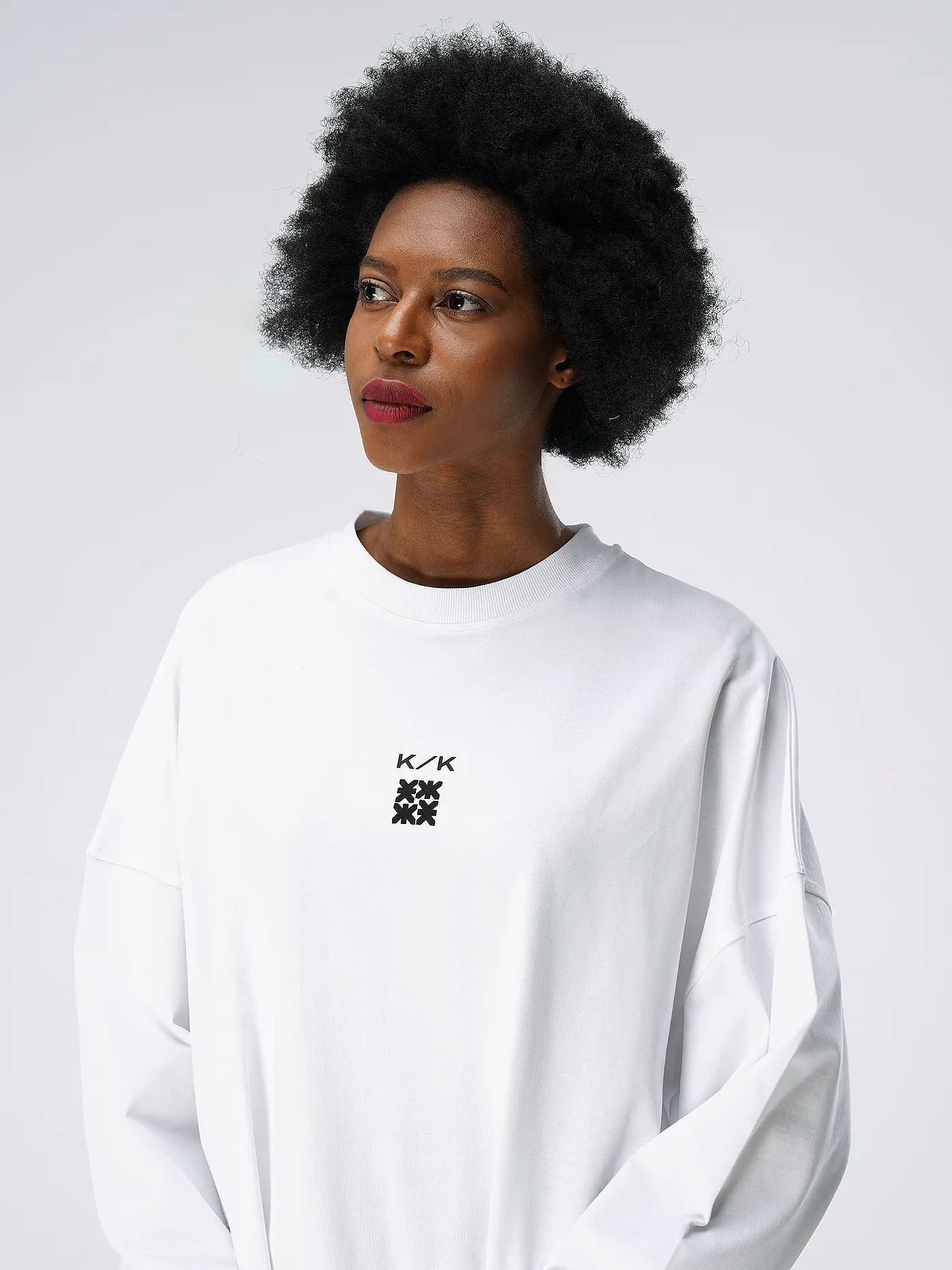 KARO KAUER | Langarmshirt Oversized Fit  | weiss