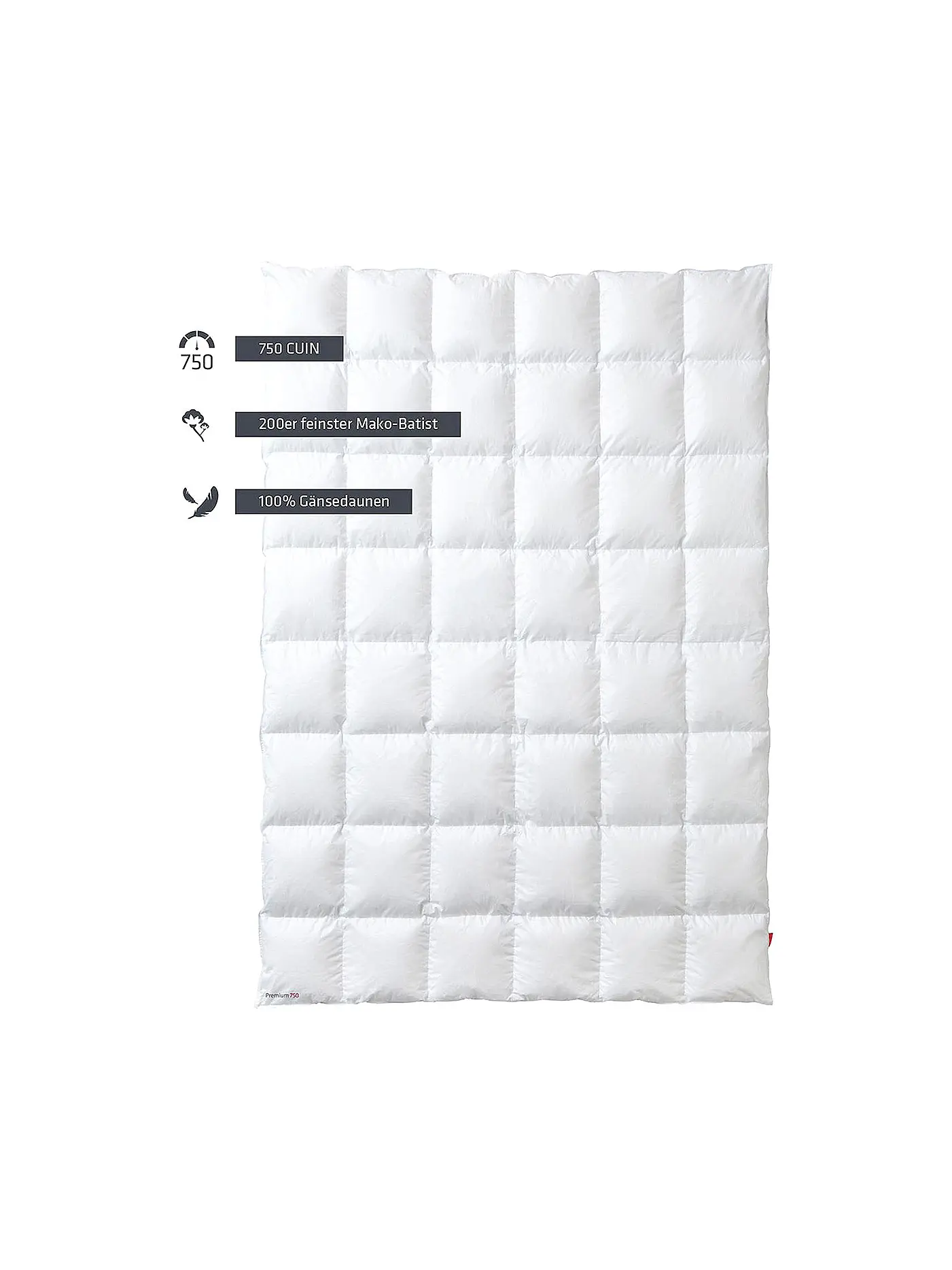 KAUFFMANN | Daunen-Kassettendecke "Premium 750" 140x220cm (580g warm) | weiss