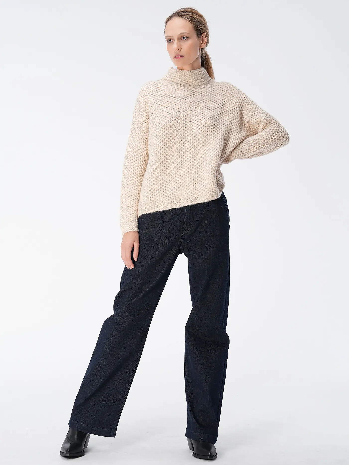 LANIUS | Highwaist Jeans Wide Fit | dunkelblau