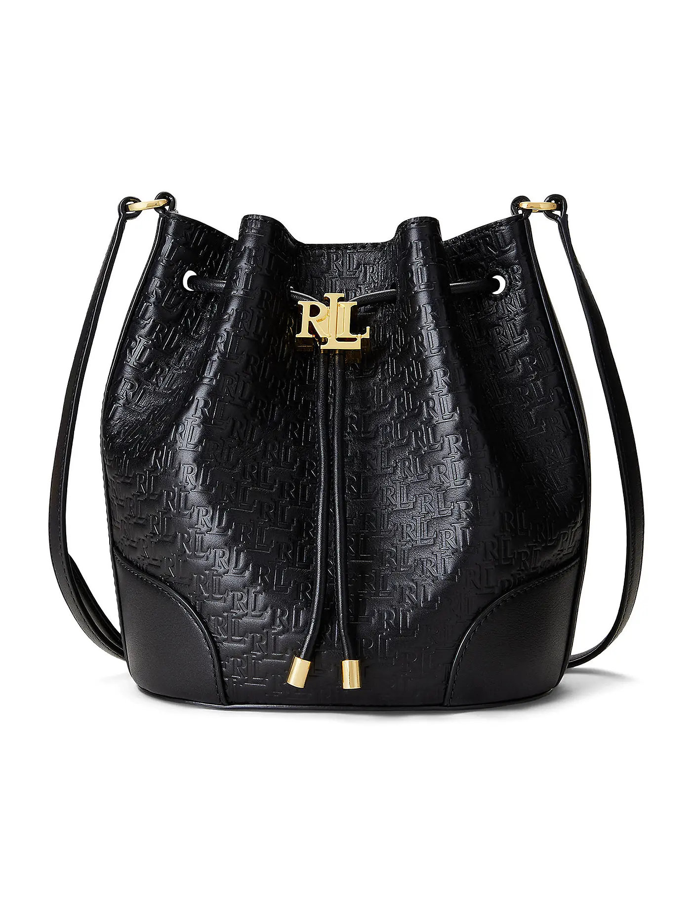 LAUREN RALPH LAUREN | Ledertasche - Bucket Bag DRAWSTRING Medium | schwarz