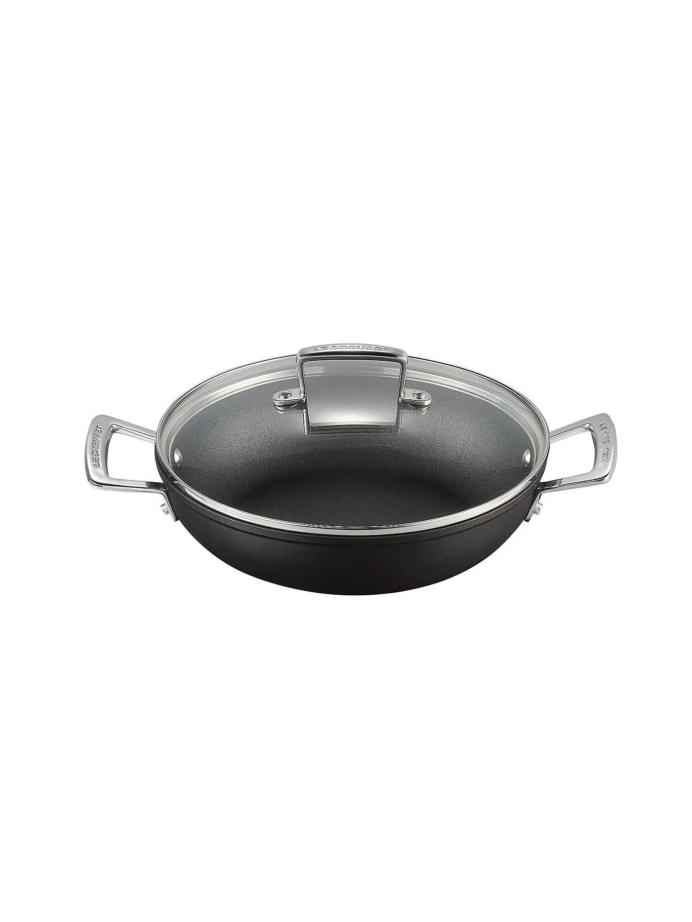 LE CREUSET | Aluminium-Antihaft Profipfanne mit Glasdeckel 24cm Schwarz | schwarz