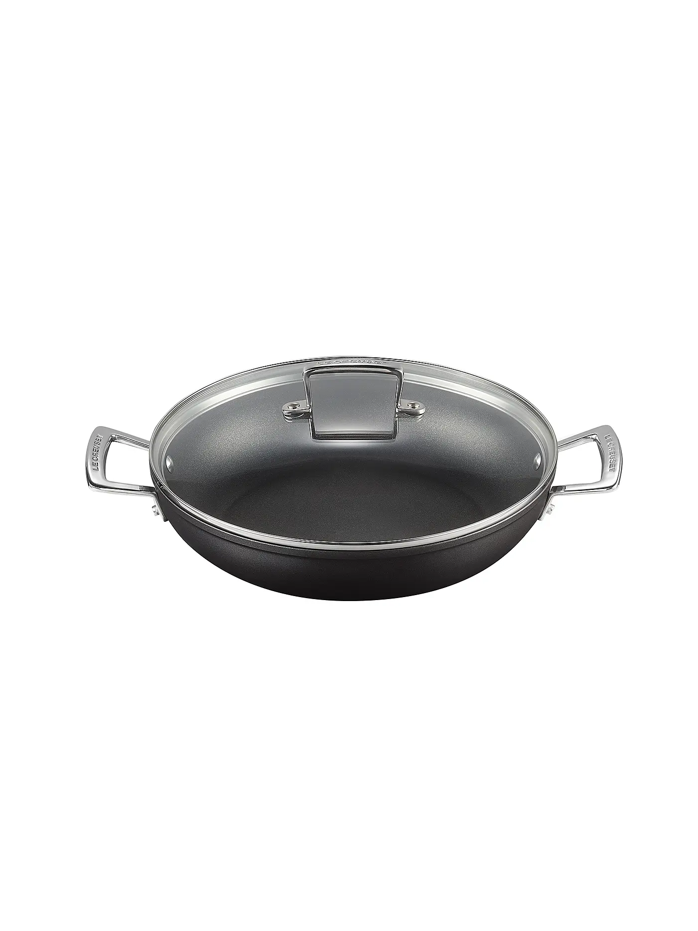 LE CREUSET | Aluminium-Antihaft Profipfanne mit Glasdeckel 28cm Schwarz | schwarz