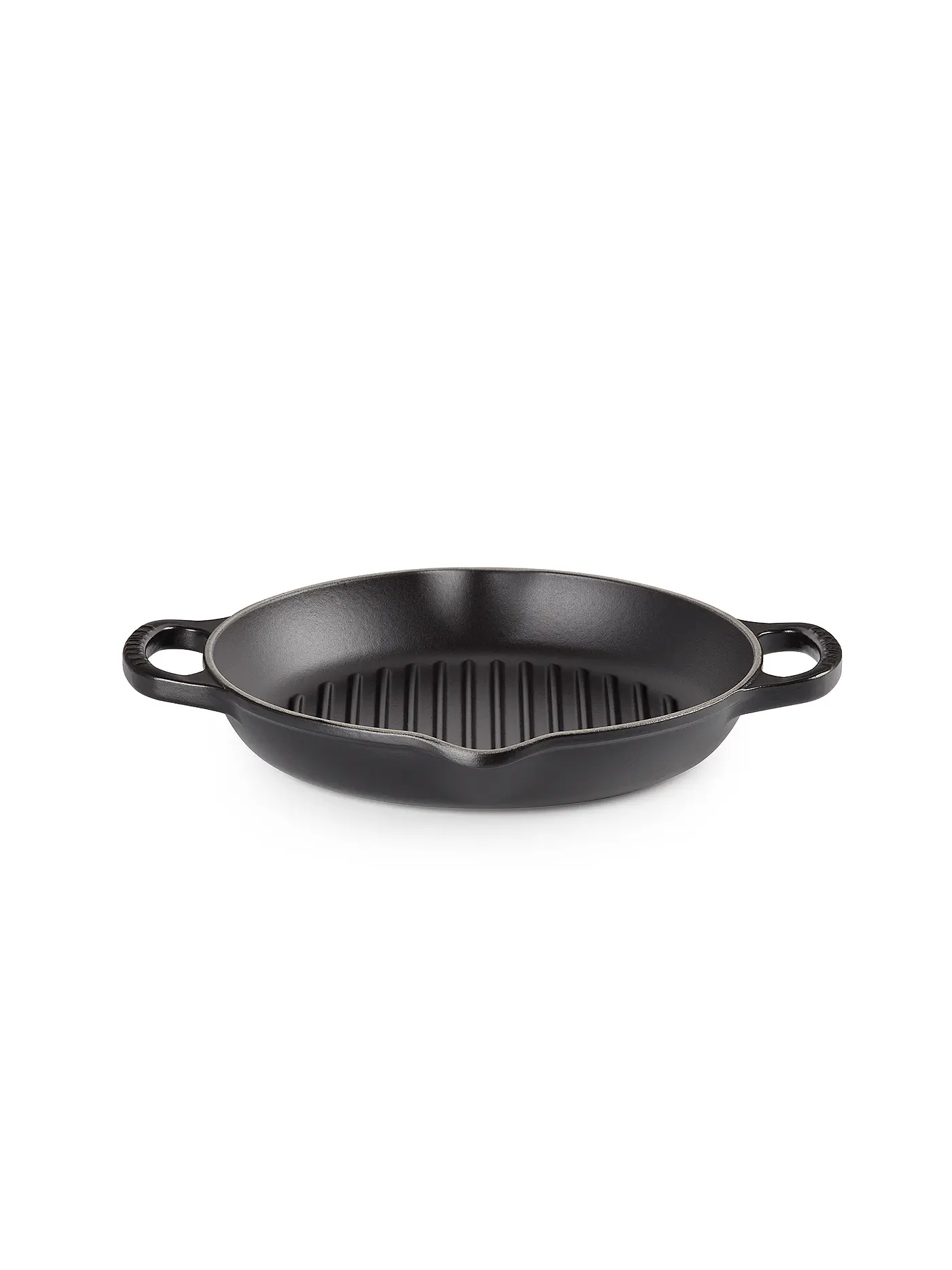 LE CREUSET | Grillplatte rund 25cm (Ofenrot) | schwarz