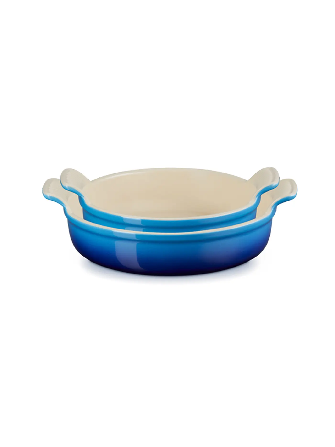 LE CREUSET | Runde Auflaufform Tradition aus Steinzeug 20cm und 24cm 2er-Set Azure  | blau
