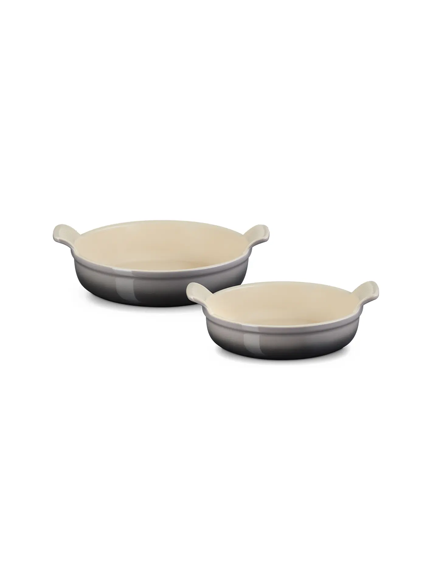 LE CREUSET | Runde Auflaufform Tradition aus Steinzeug 20cm und 24cm 2er-Set Flint | grau