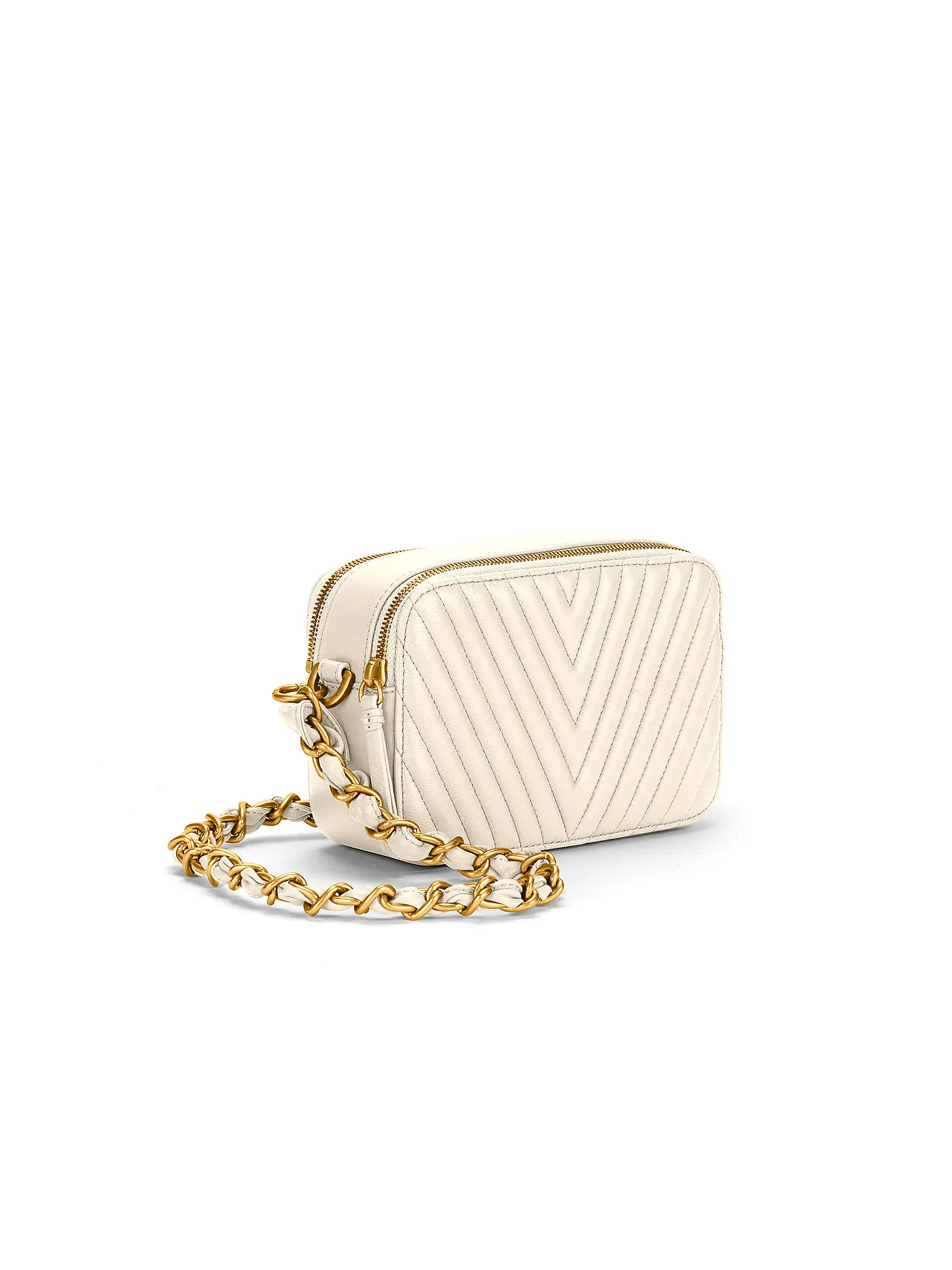 LES VISIONNAIRES | Ledertasche - Mini Bag ELLA QUILTING | creme