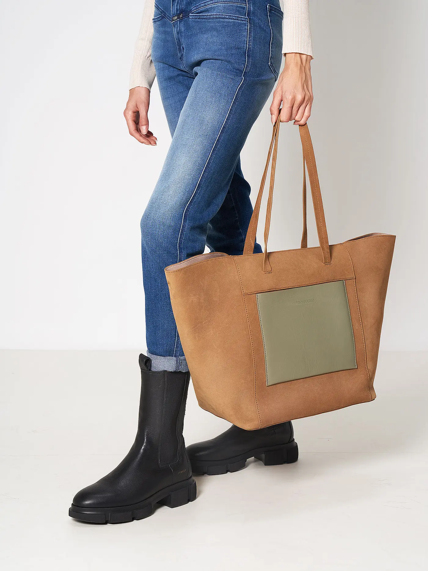 LES VISIONNAIRES | Ledertasche - Shopper NEA BICOLOR | braun