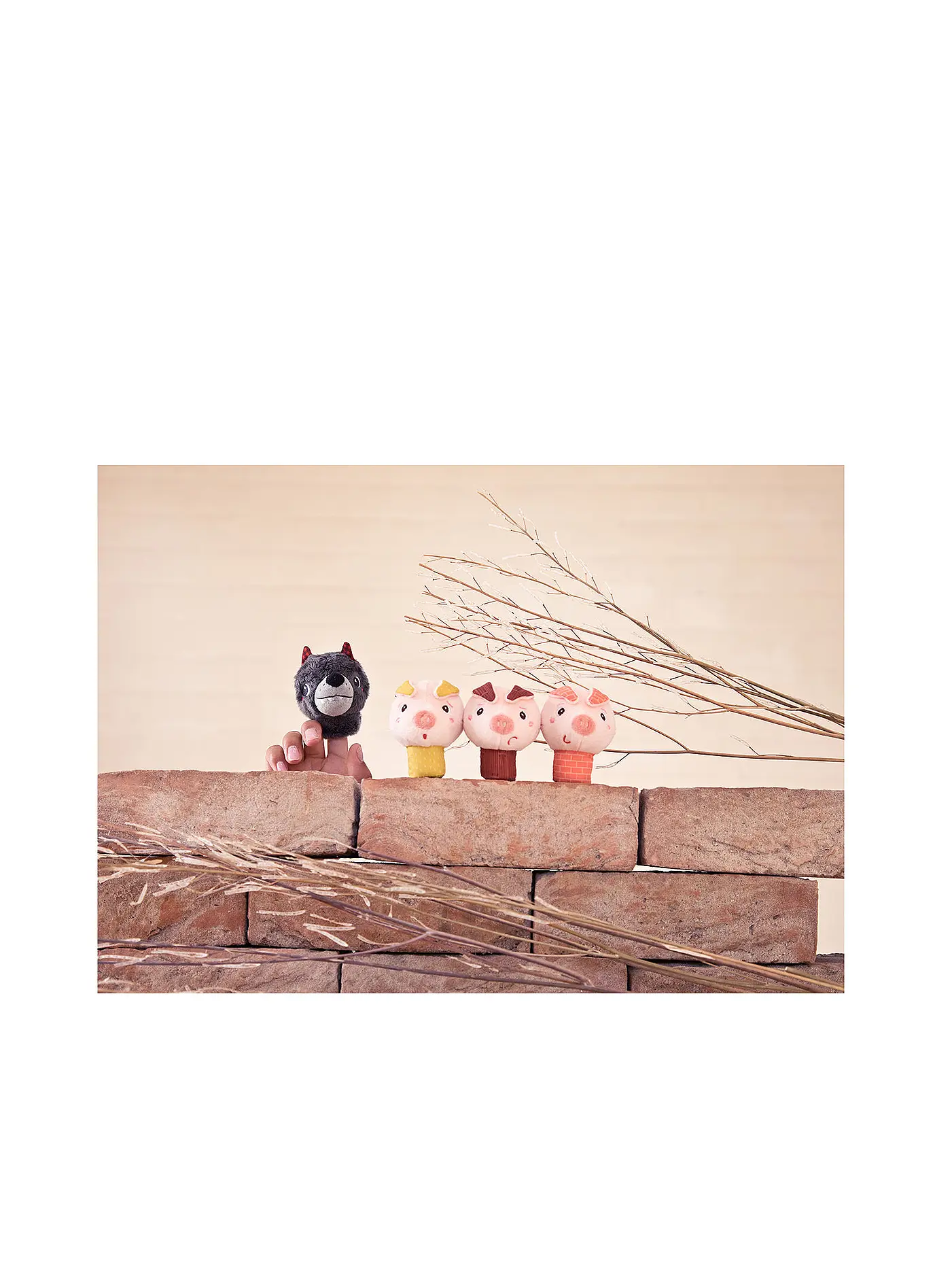 LILLIPUTIENS | Fingerpuppe der Wolf und die 3 Schweine  | bunt