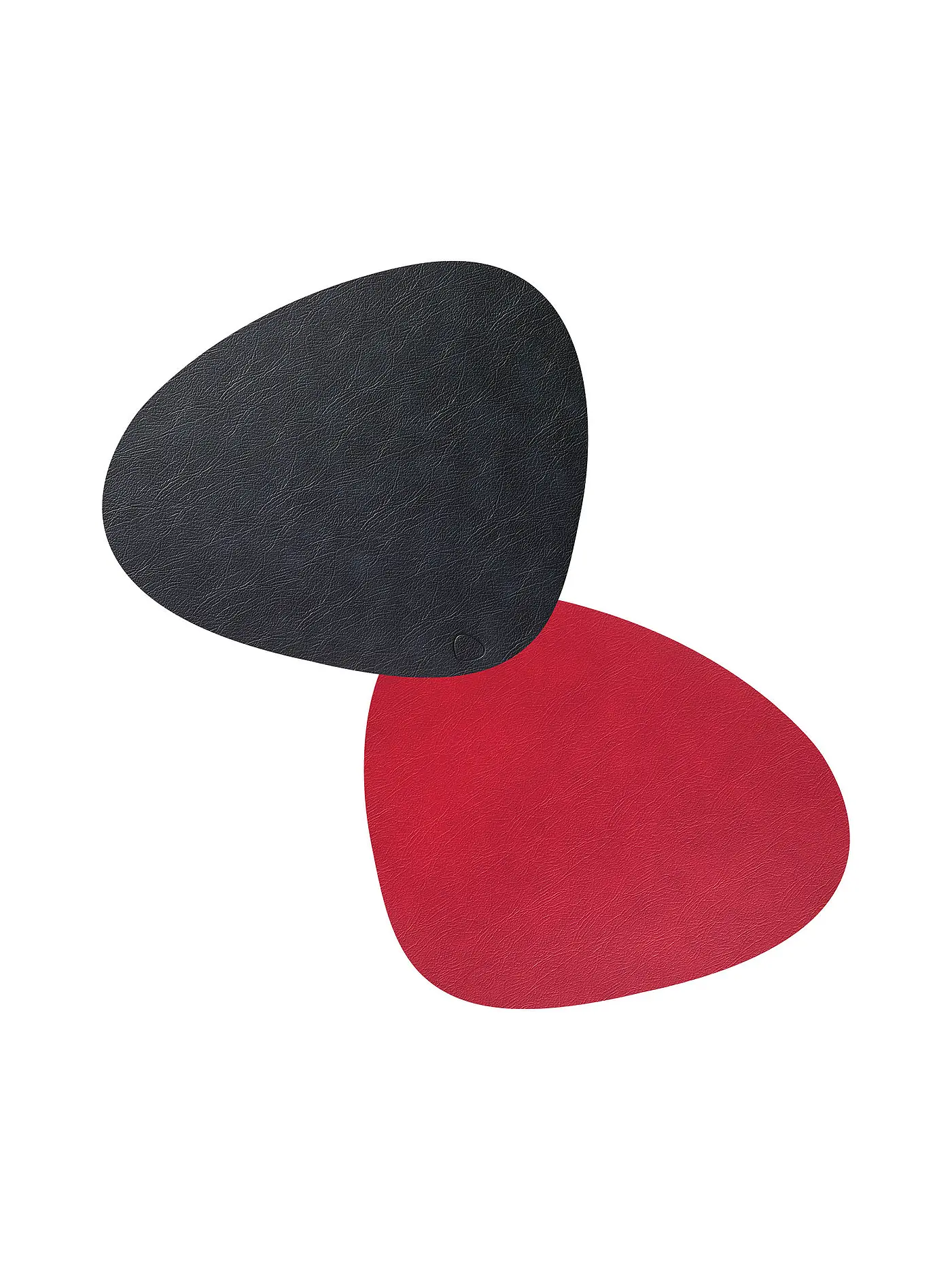 LIND DNA | Leder Tischset zum Wenden Oval 37x44cm Anthrazit/Hellgrau | schwarz