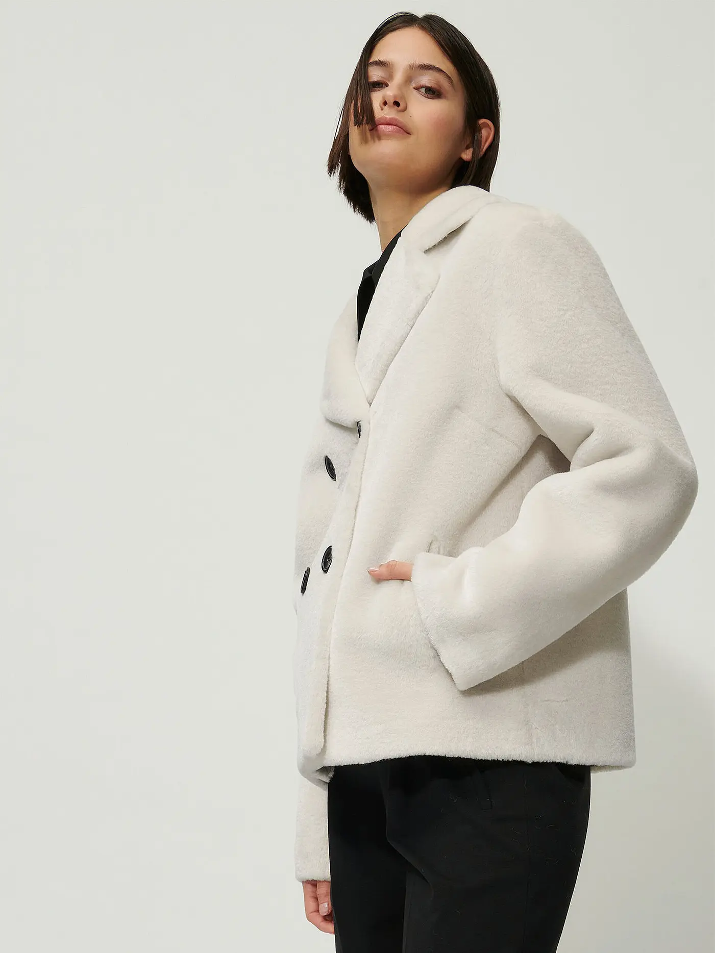 LUISA CERANO | Jacke in Felloptik  | weiss