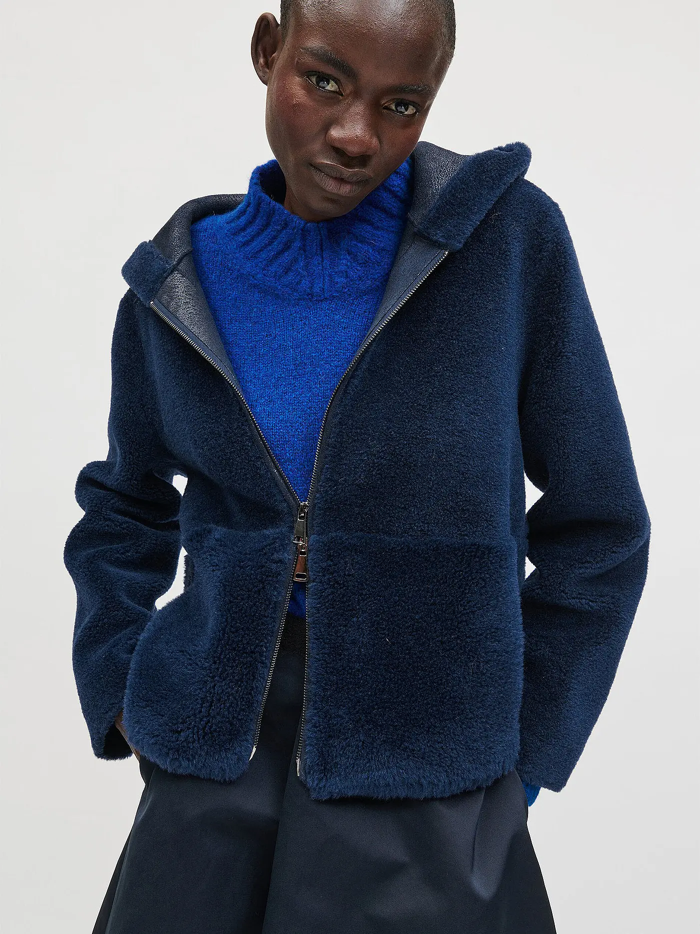 LUISA CERANO | Jacke in Felloptik | dunkelblau