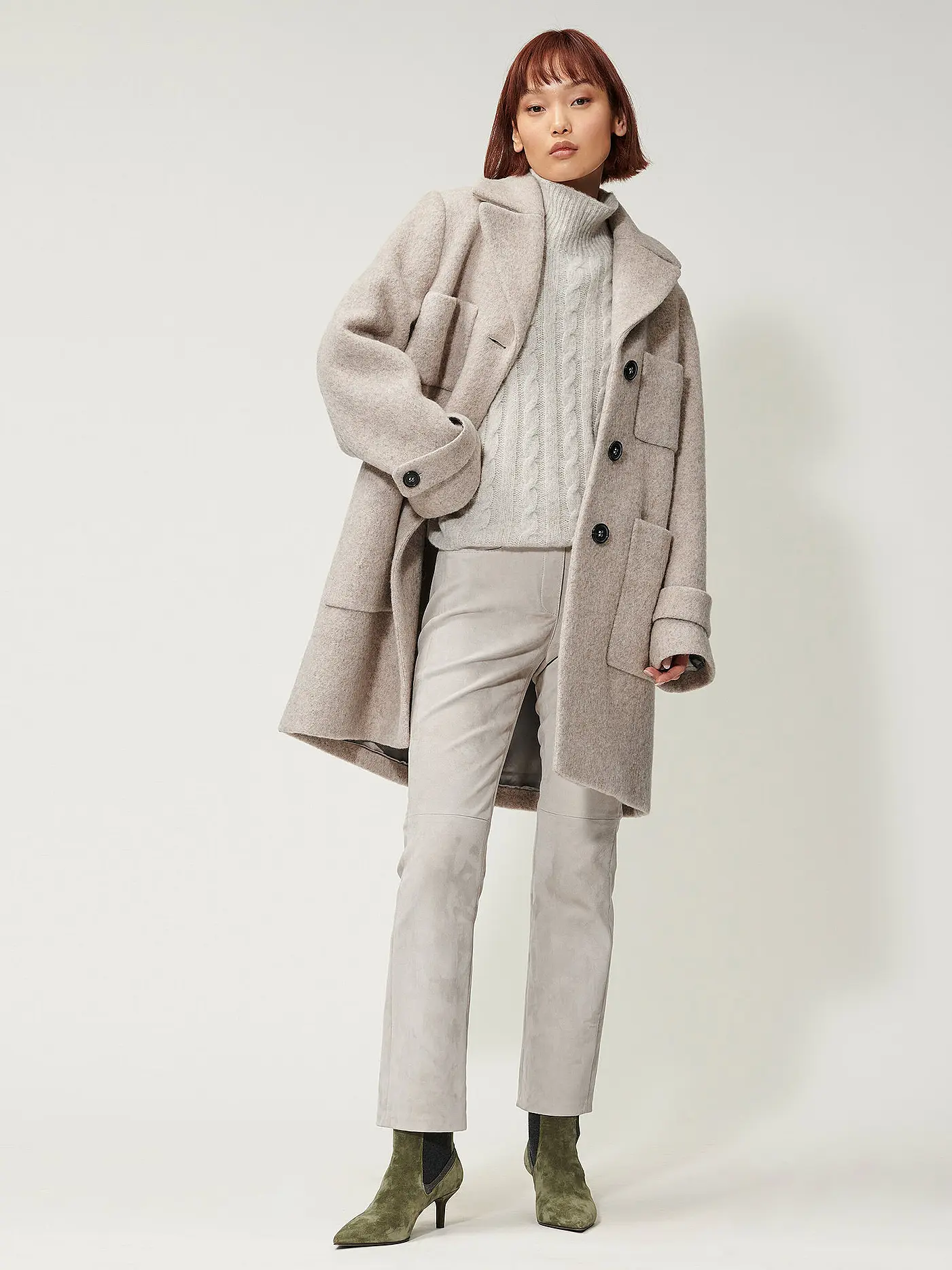 LUISA CERANO | Lederhose Flared Fit | grau