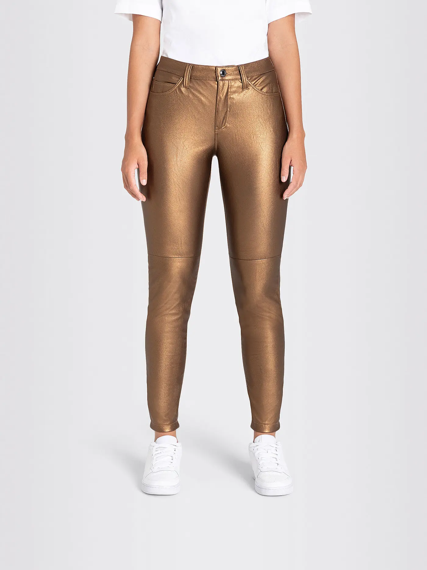MAC | Hose in Lederoptik Slim Fit | gold