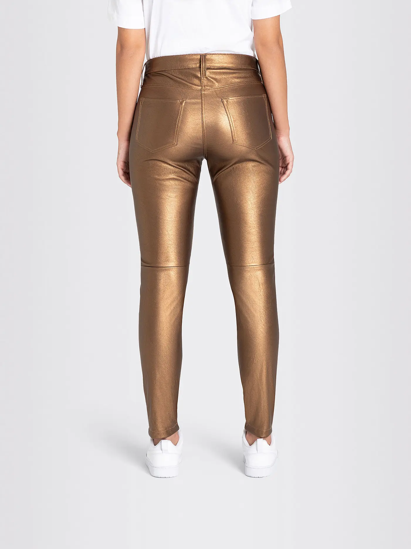 MAC | Hose in Lederoptik Slim Fit | gold