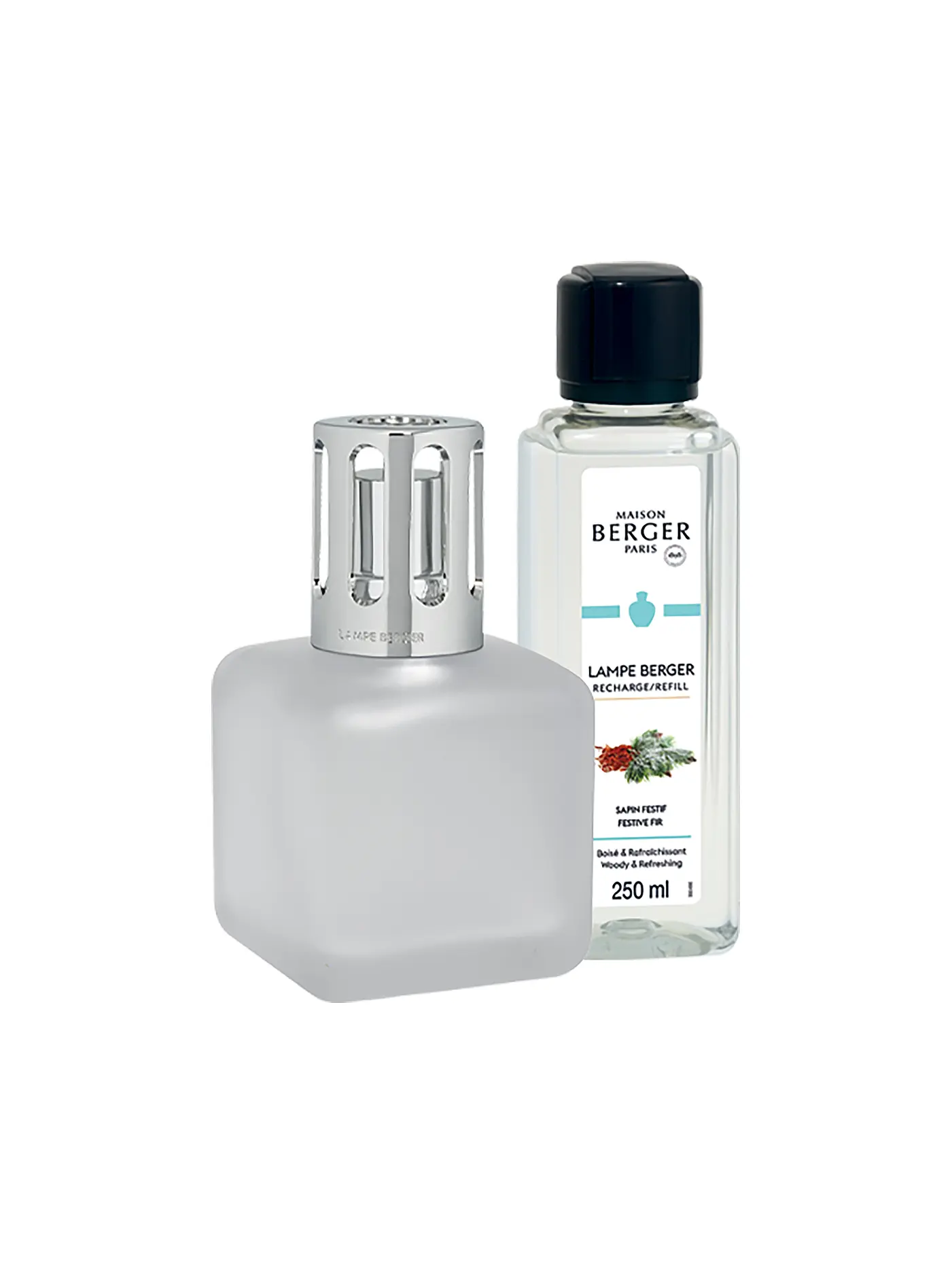 MAISON BERGER PARIS | Lampe Berger Set GIVREE WINTER +250ml Sapin Festif | weiss