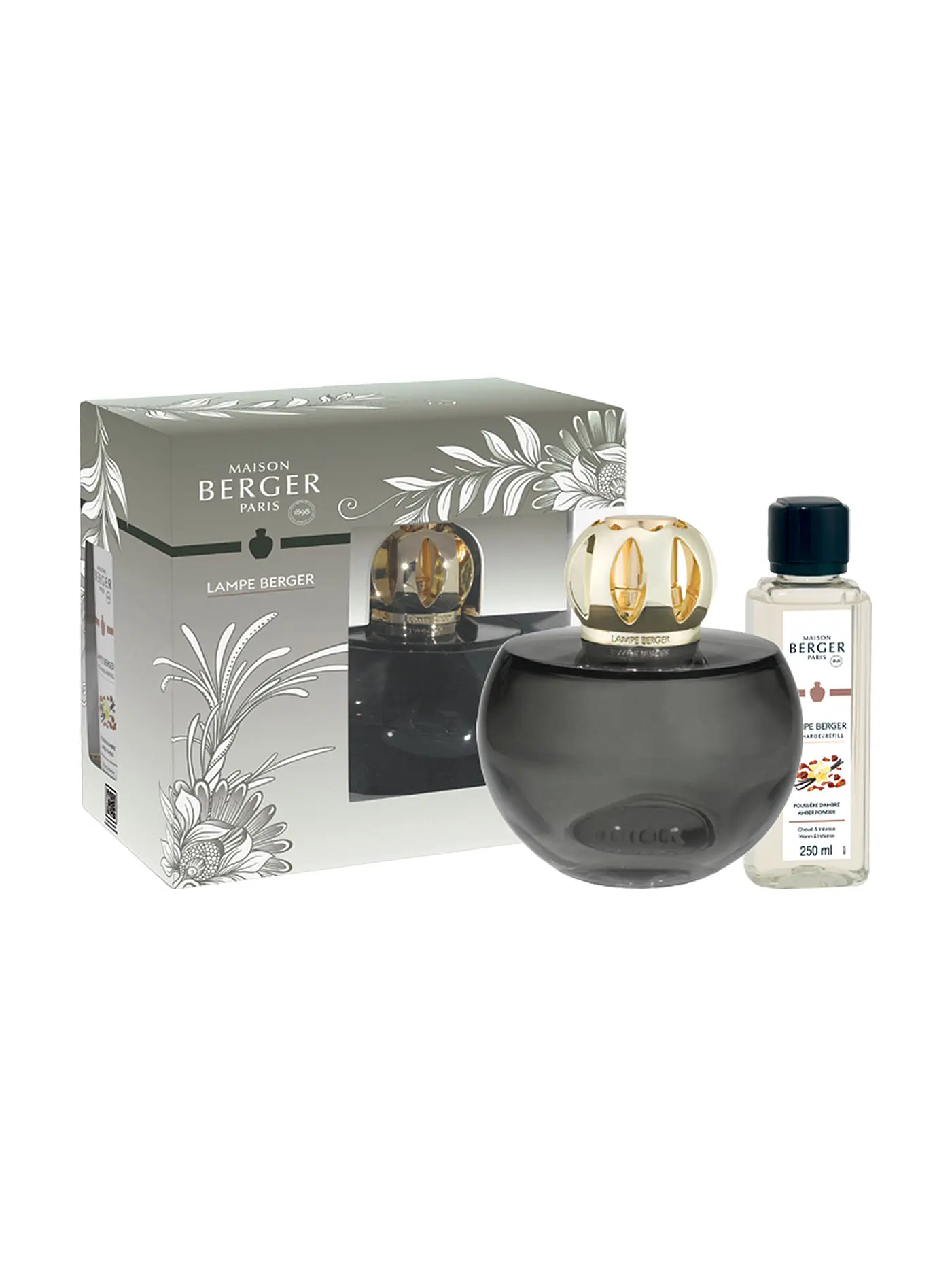 MAISON BERGER PARIS | Lampe Berger Set HOLLY GRIS MOUSSE +250ml Amber Power | grau