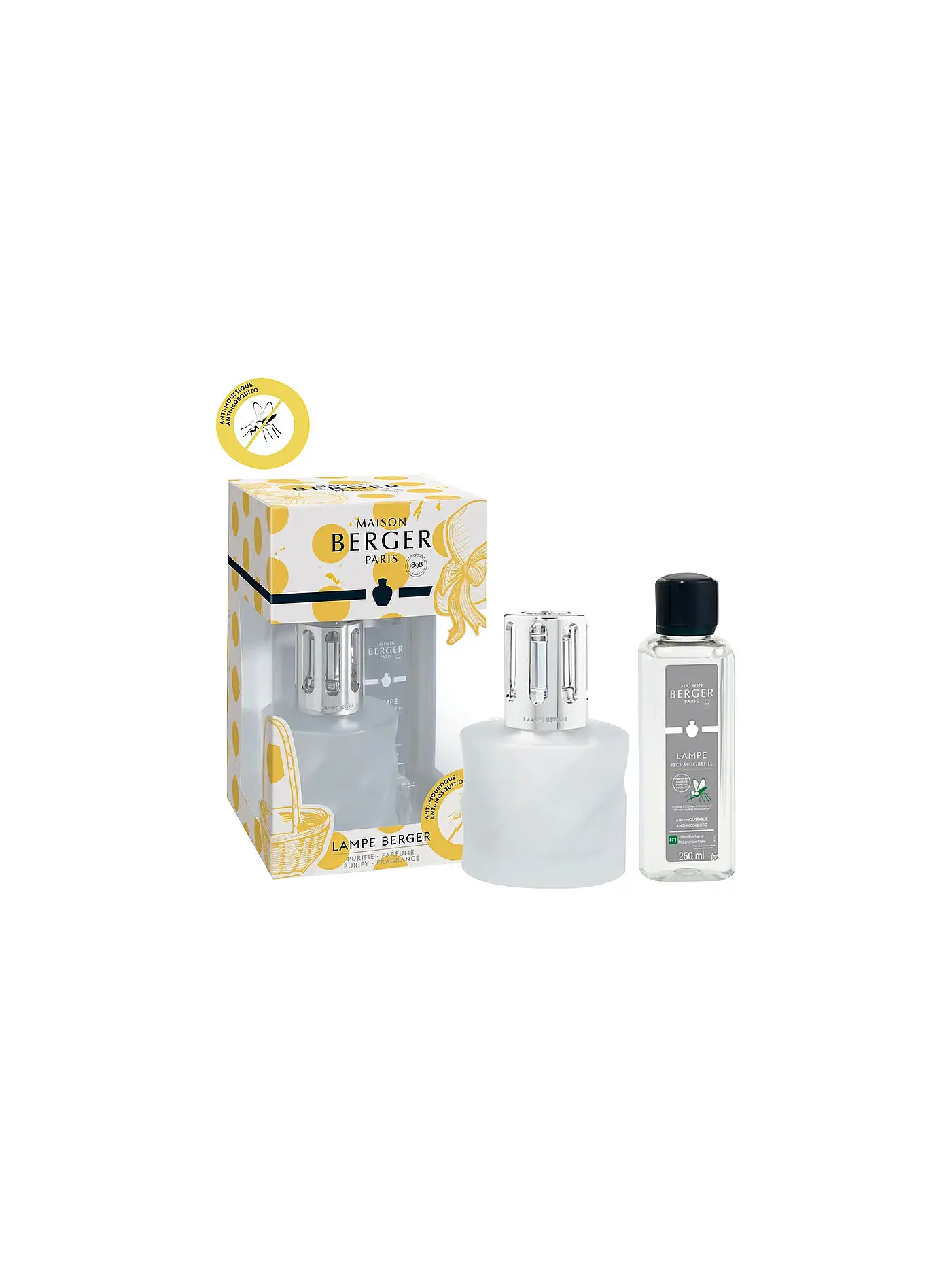 MAISON BERGER PARIS | Lampe Berger Set Spirale DOLCE 250ml Anti-Mücken ohne Duft | weiss