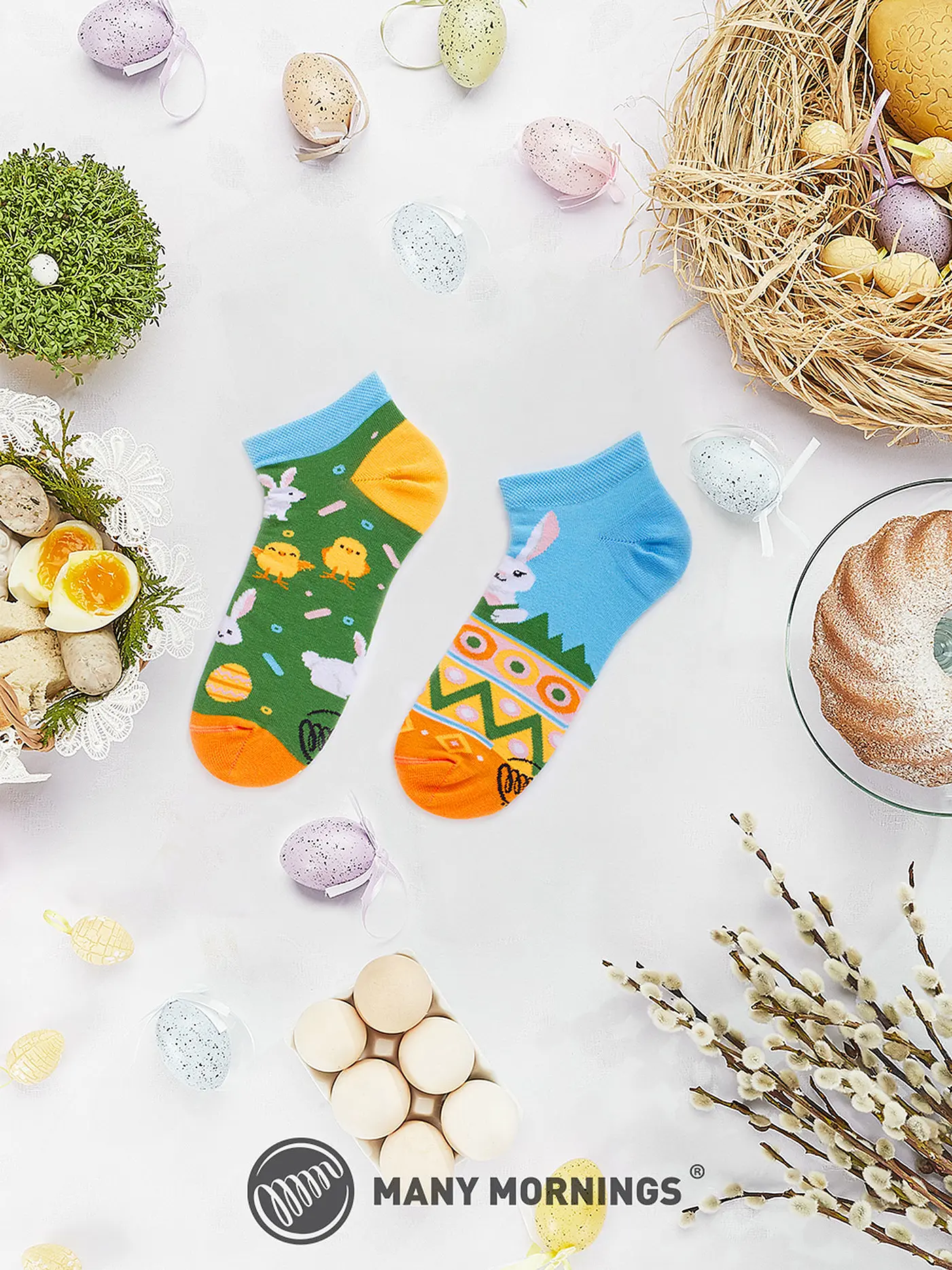 MANY MORNINGS | Damen Sneaker Socken EASTER BUNNY bunt  | bunt