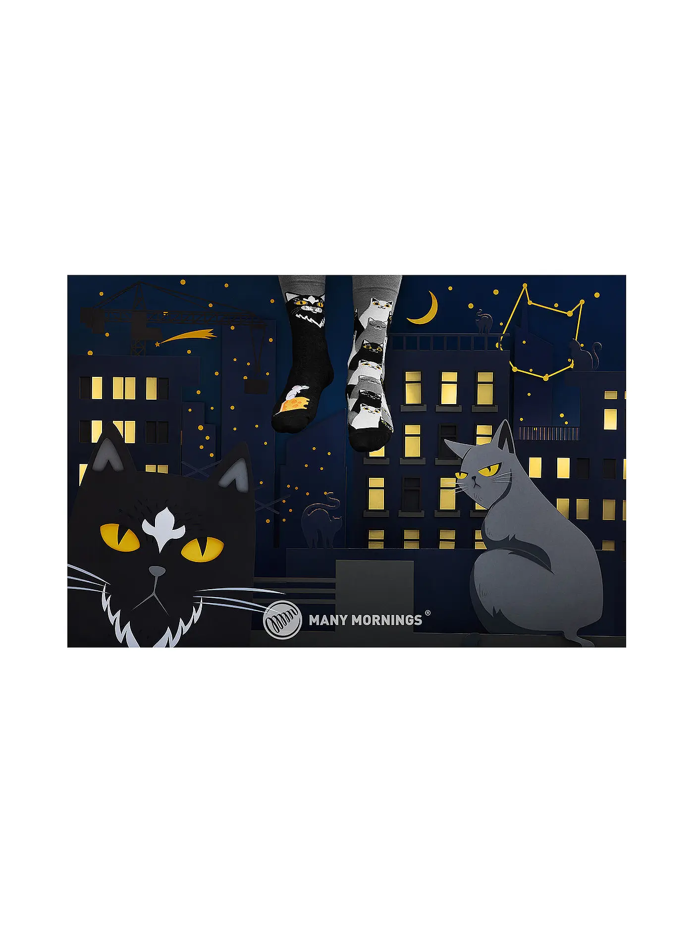 MANY MORNINGS | Damen Socken BLACK CAT schwarz | schwarz