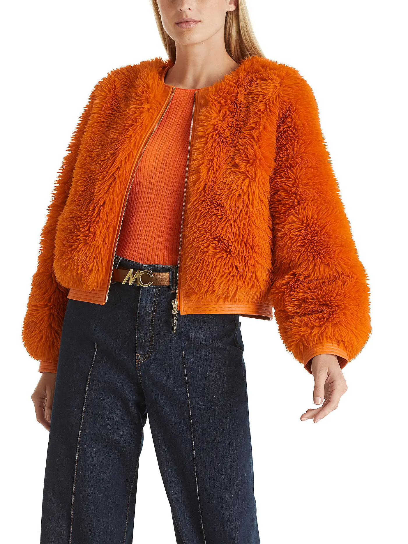 MARC CAIN | Jacke in Felloptik  | orange