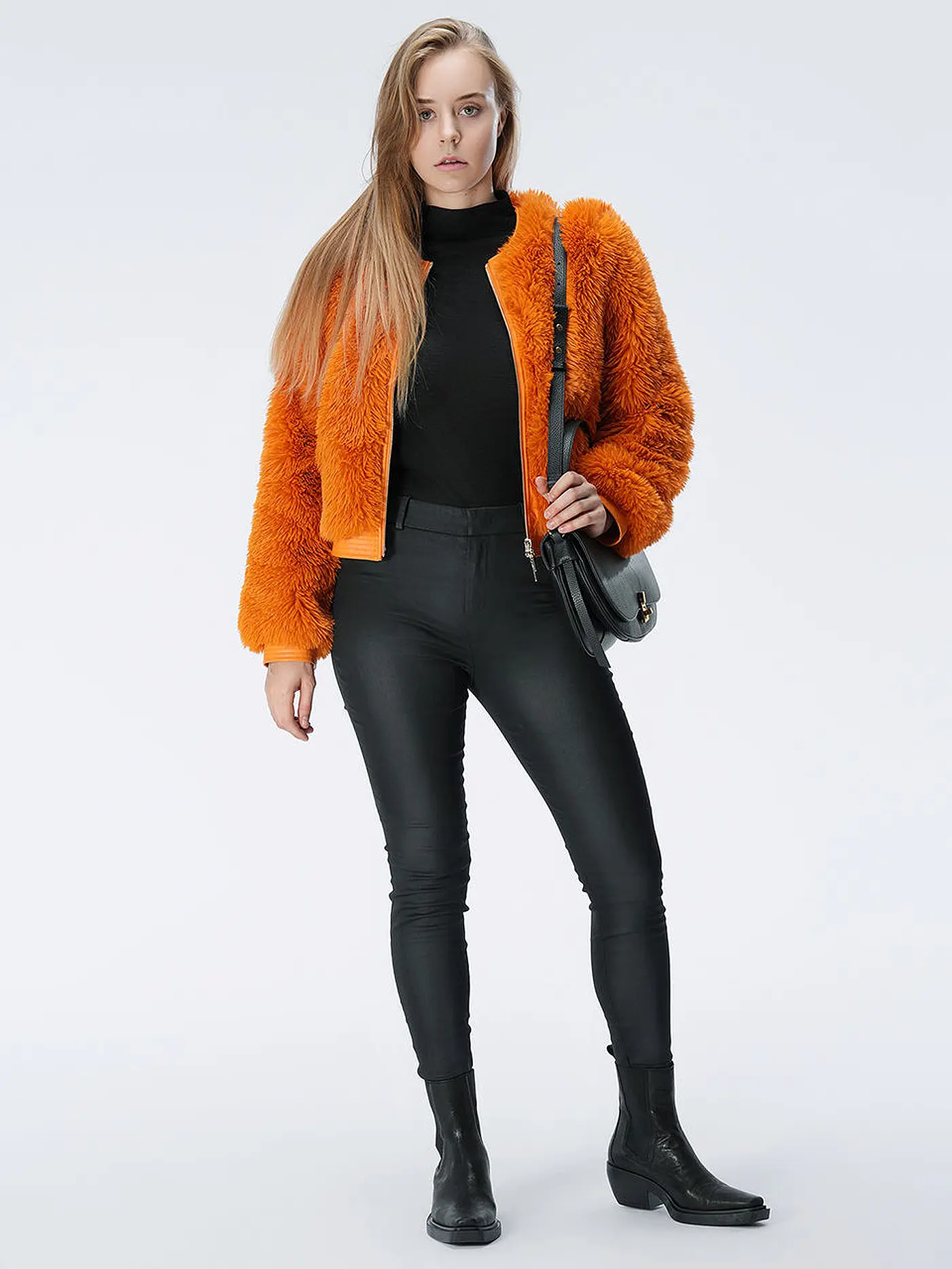 MARC CAIN | Jacke in Felloptik  | orange